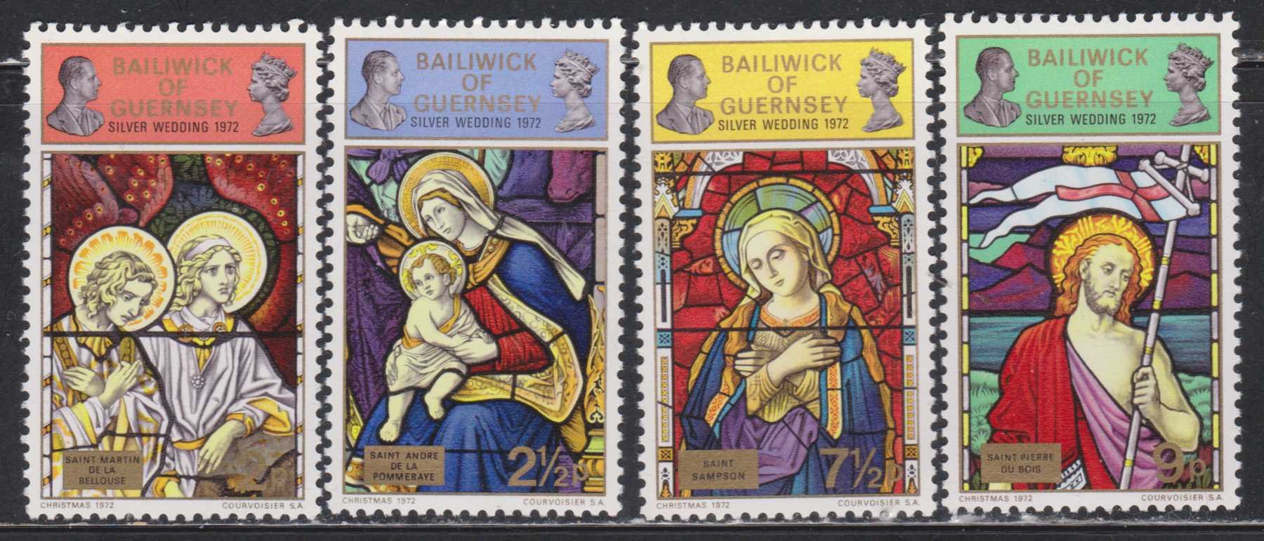 1972 Bailiwick of Guernsey Royal Silver Wedding Postage Stamps Set Of Four