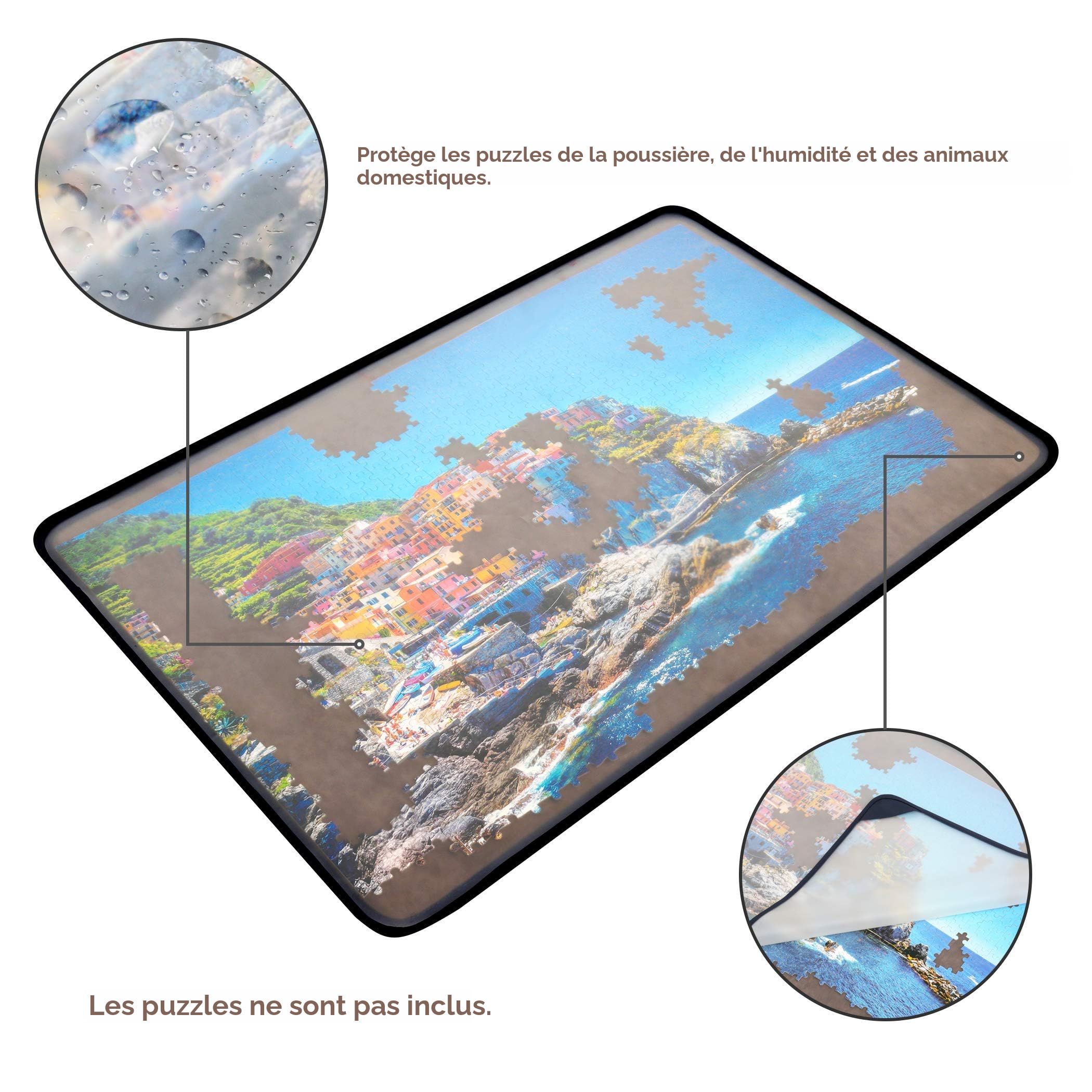 Tektalk Planche à Puzzle Pliable Avec 6 Plateaux De Tri, Tapis De Puzzle Portable Avec Couverture Anti-poussière Pour Puzzle, Jusqu'à 1500/2000 Pièces (jusqu'à 1000 Pièces, Tableau Gris Avec 6