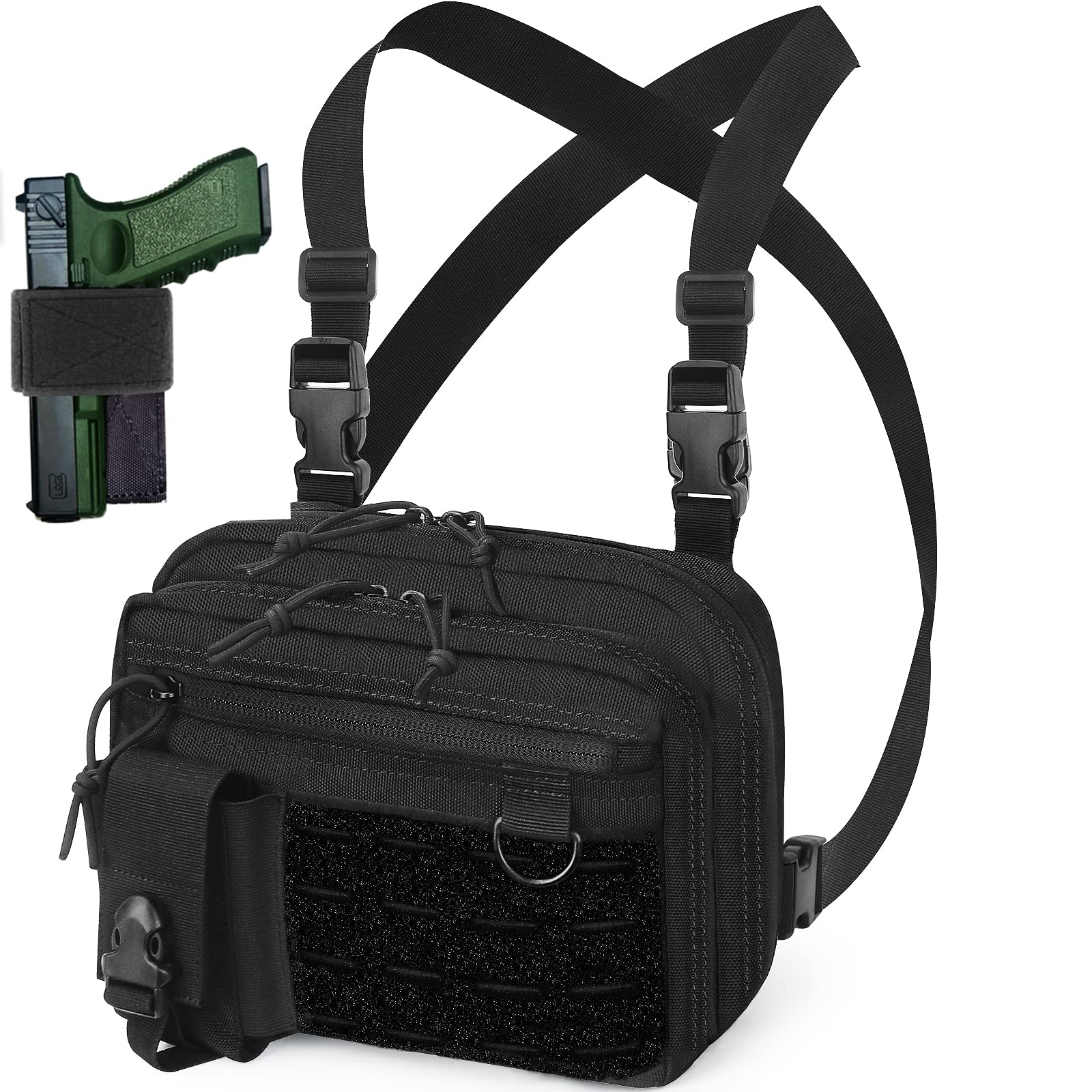 Conceal Carry Sling Bag Tactical Vest Rig Pack Chest Backpack Admin Pouch IFAK Tool Holde (Black)