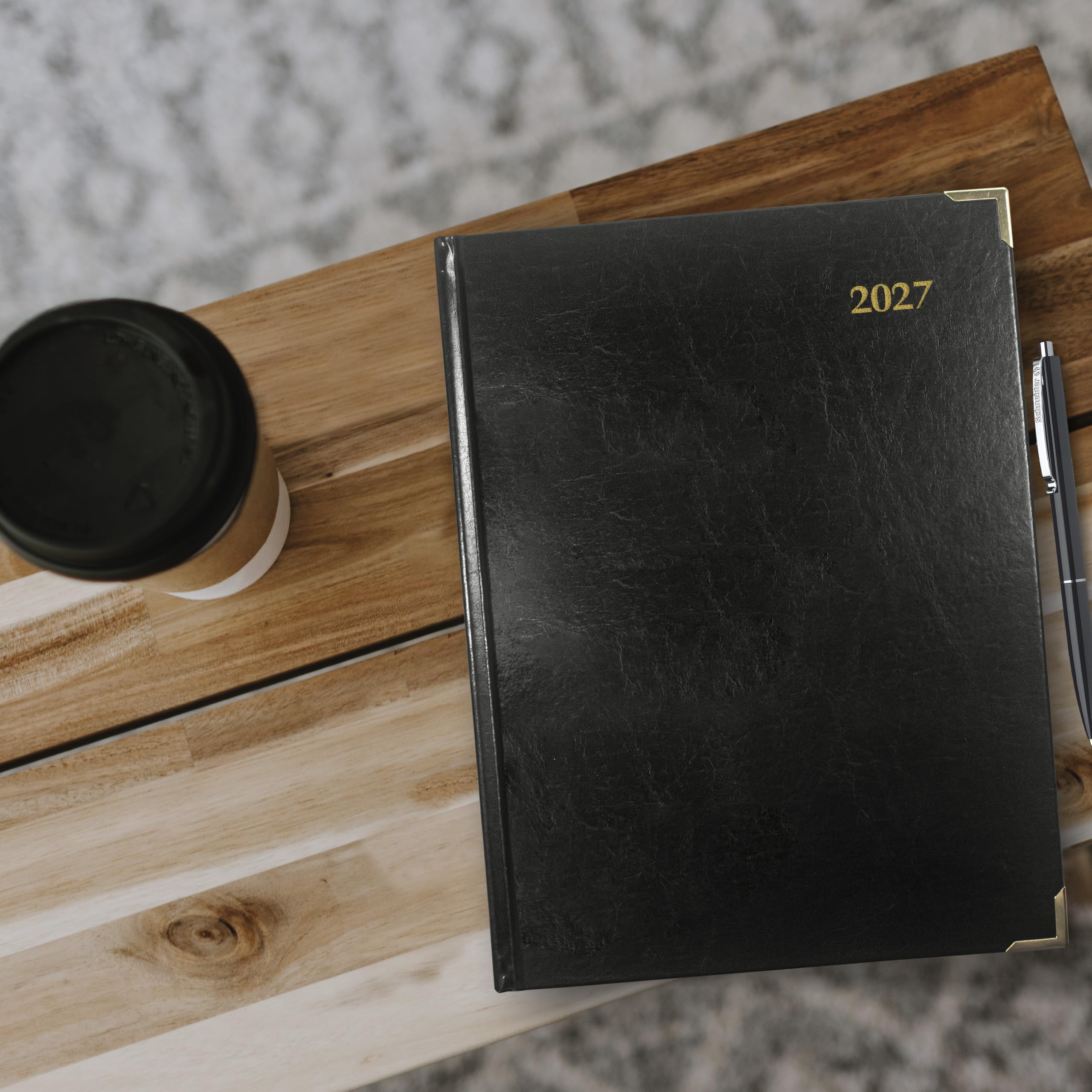 Brownline® Agenda giornaliera 2027, agenda giornaliera, 12 mesi, da gennaio a dicembre, rilegatura cucita, 27,3 x 19,7 cm, nero, trilingue (CBE514)