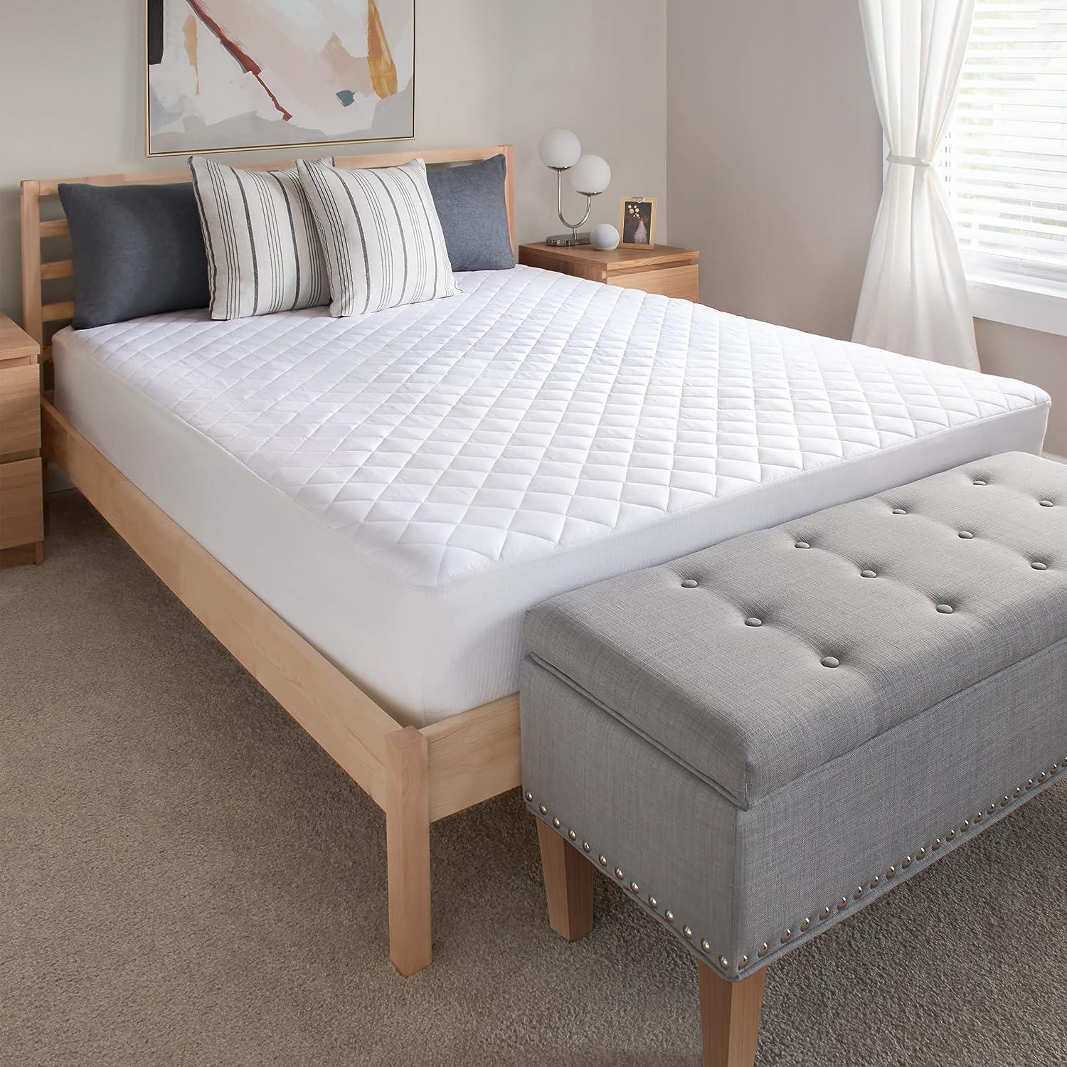Emirates Living Quilted Mattress Protector | Waterproof Mattress Cover With Ultra-Soft Cotton Top | Breathable 3D Air Fabric |18 Inch Deep Pocket | Hypoallergenic & Washable | 90X190X35 Cm