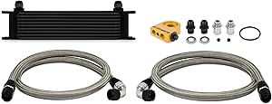 Mishimoto Universal Thermostatic 10 Row Oil Cooler Kit, Black
