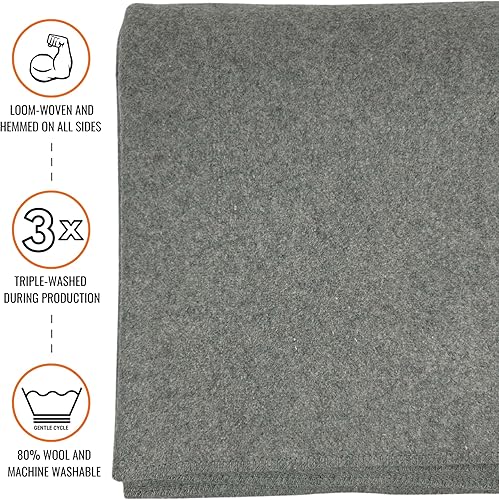 Vista 32 de Arcturus Cobija de lana militar, cálida, gruesa, lavable, para exteriores, campamento, estadio, picnic, viajes; para kit de supervivencia en el Gris