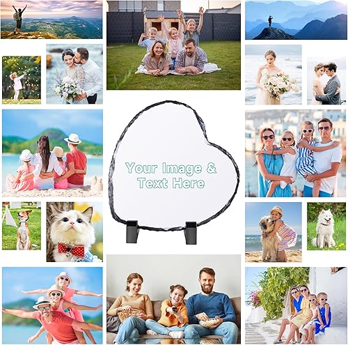 Miniatura 6 de Yatihugy Marco de pizarra de roca personalizado, placa de marco de piedra personalizada para cumpleaños, boda, marco de pizarra de fotos