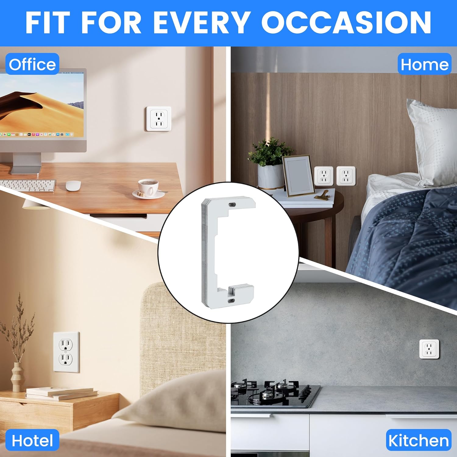 10 Pack Wall Plate Spacer for Electrical Outlets, Metal Outlet Spacer Shims to Fix Loose, Recessed or Crooked Outlets and Switches, Galvanized Steel for Flush Wall Installation
