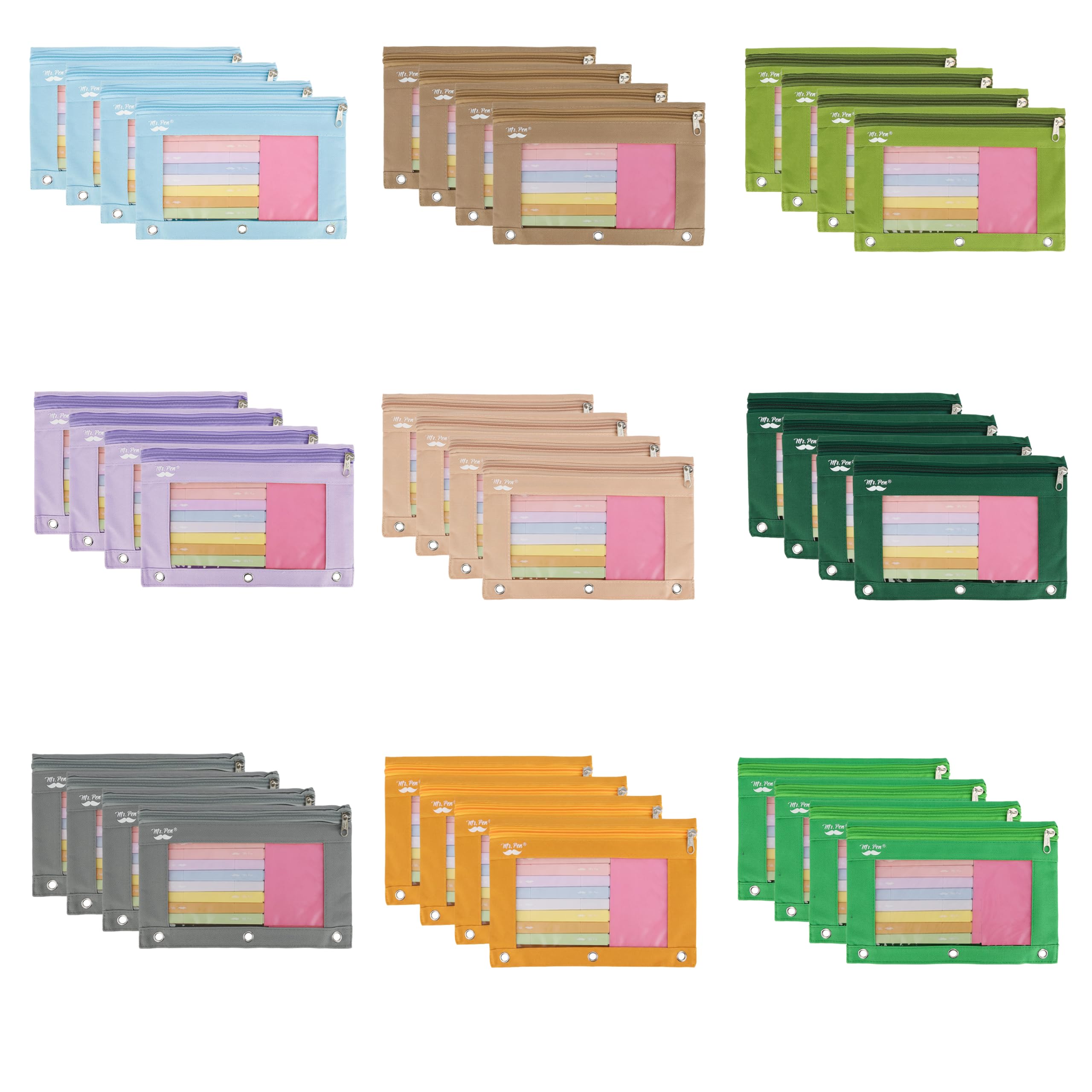 Mr. Pen- Bulk Pencil Pouch for 3 Ring Binder, 36 Pack, Smooth Zipper