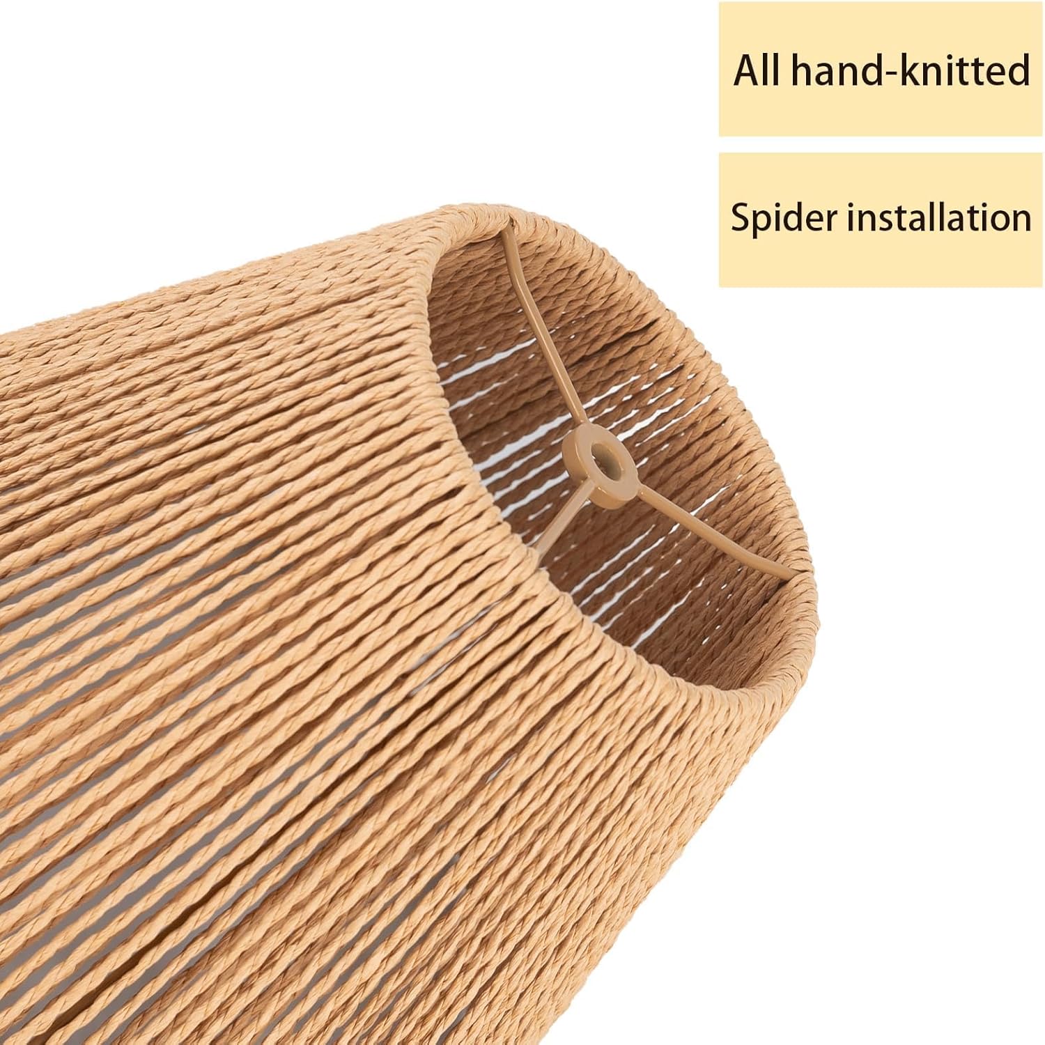 Boho Rattan Lamp Shade Small Bell Lampshade 6" Top X 10" Bottom X 7.5" High For Table Lamps Replacement Hand Woven Vintage Style Rattan Lamp Shades Spider Fitter