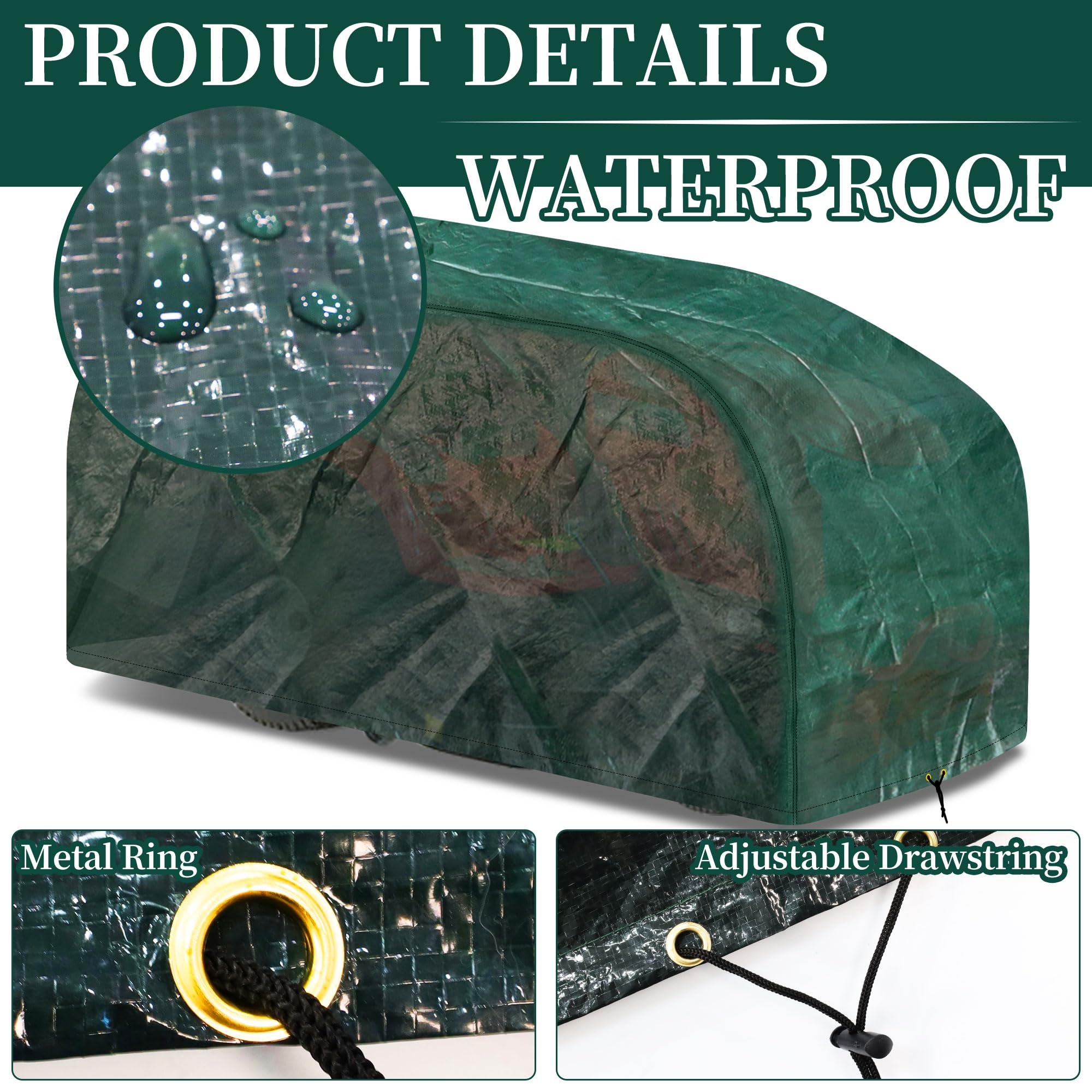 RICHIE Riding Lawn Mower Cover, Outdoor Garden Lawn Tractor Cover Waterproof with Adjustable Hem Cord, Windproof - Image 4