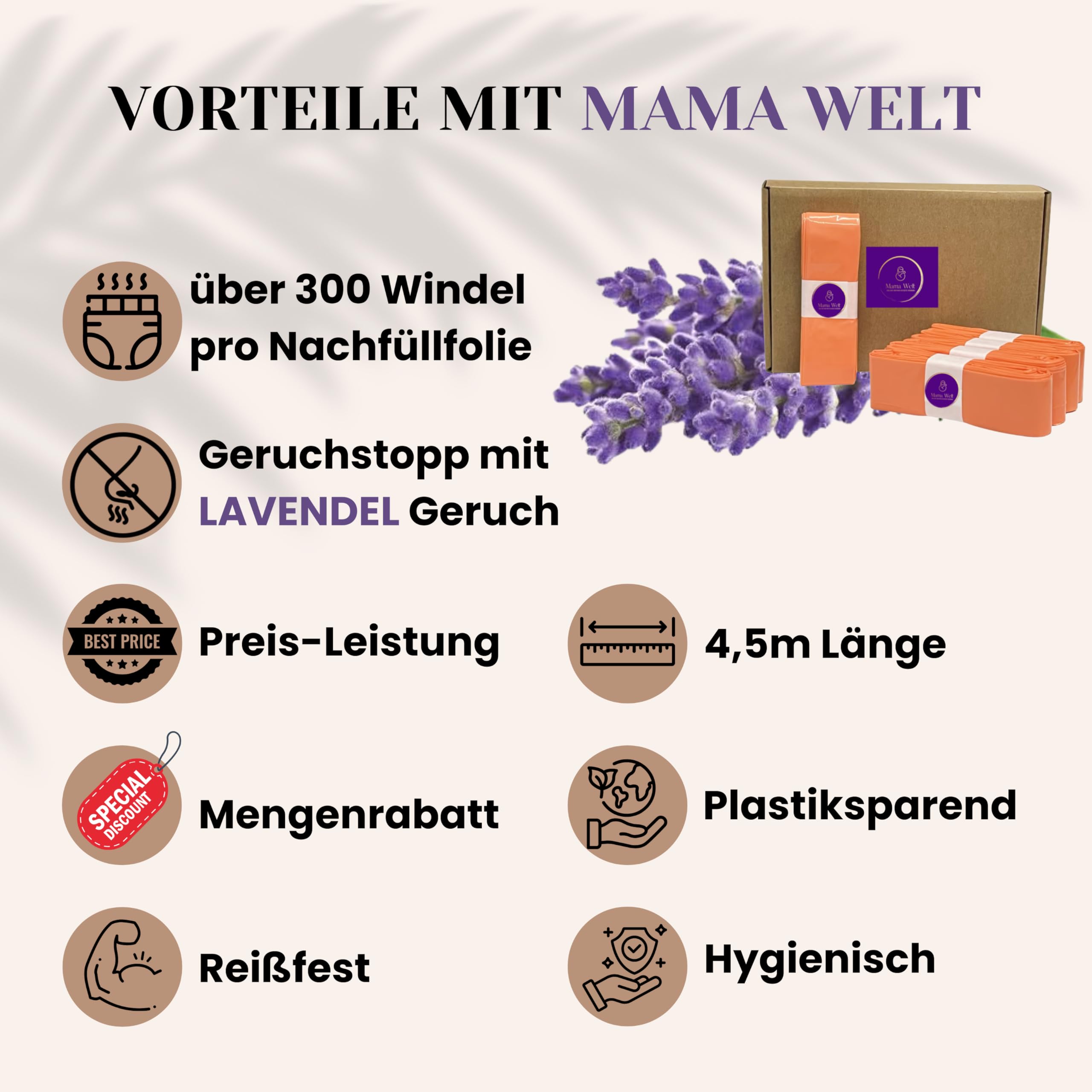 MAMA WELT Confezione da 10 contenitori per pannolini, sacchetti di ricarica compatibili con tutti i pannolini e pattumiera per gatti