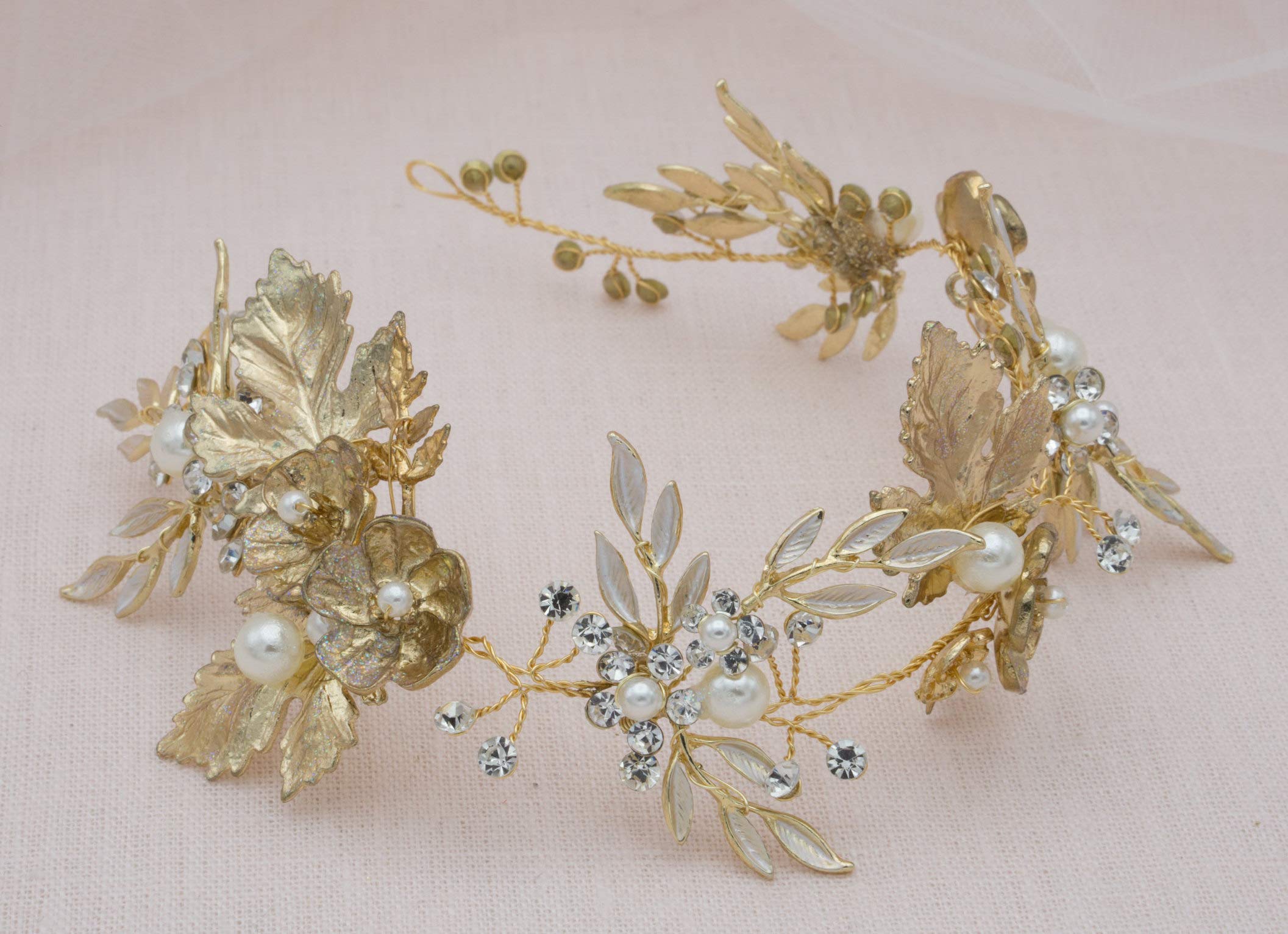 Amazon.com : Kercisbeauty Gold Flower Leaf Vintage Headband  display picture 2