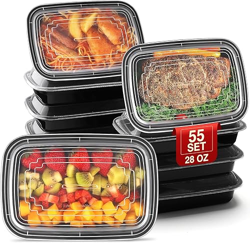 Eupako 55 juegos de recipientes de preparación de comidas de 28 onzas reutilizables  Contenedores de plástico para almacenamiento de alimentos con disponible en Yaxa Colombia