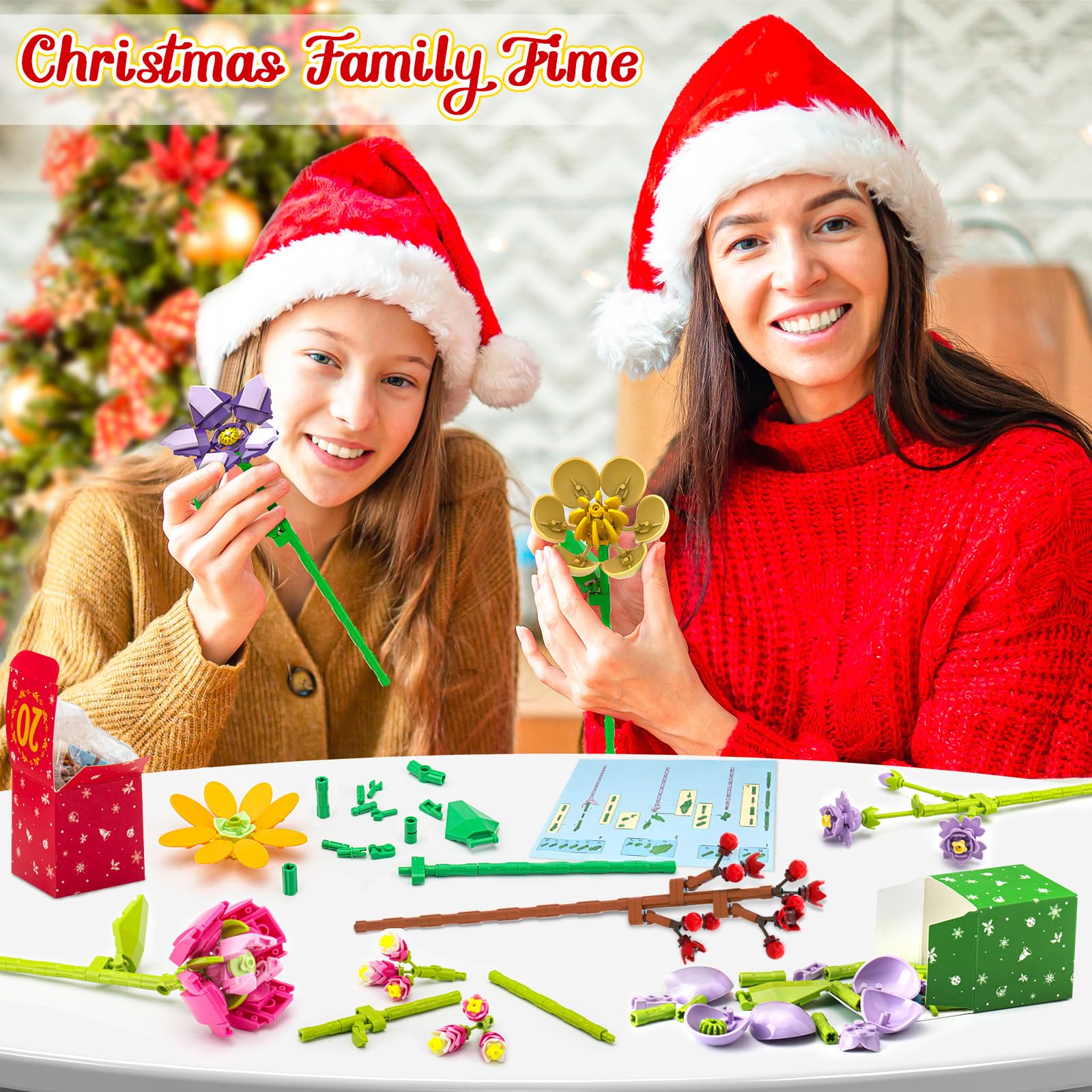 Adventskalender 2026 mit Botanicals Blumenstrauß für Frauen - Weihnachtskalender mit 24 Kunstblumen Deko für Haushalt Geschenk für Kinder Erwachsene & Männer