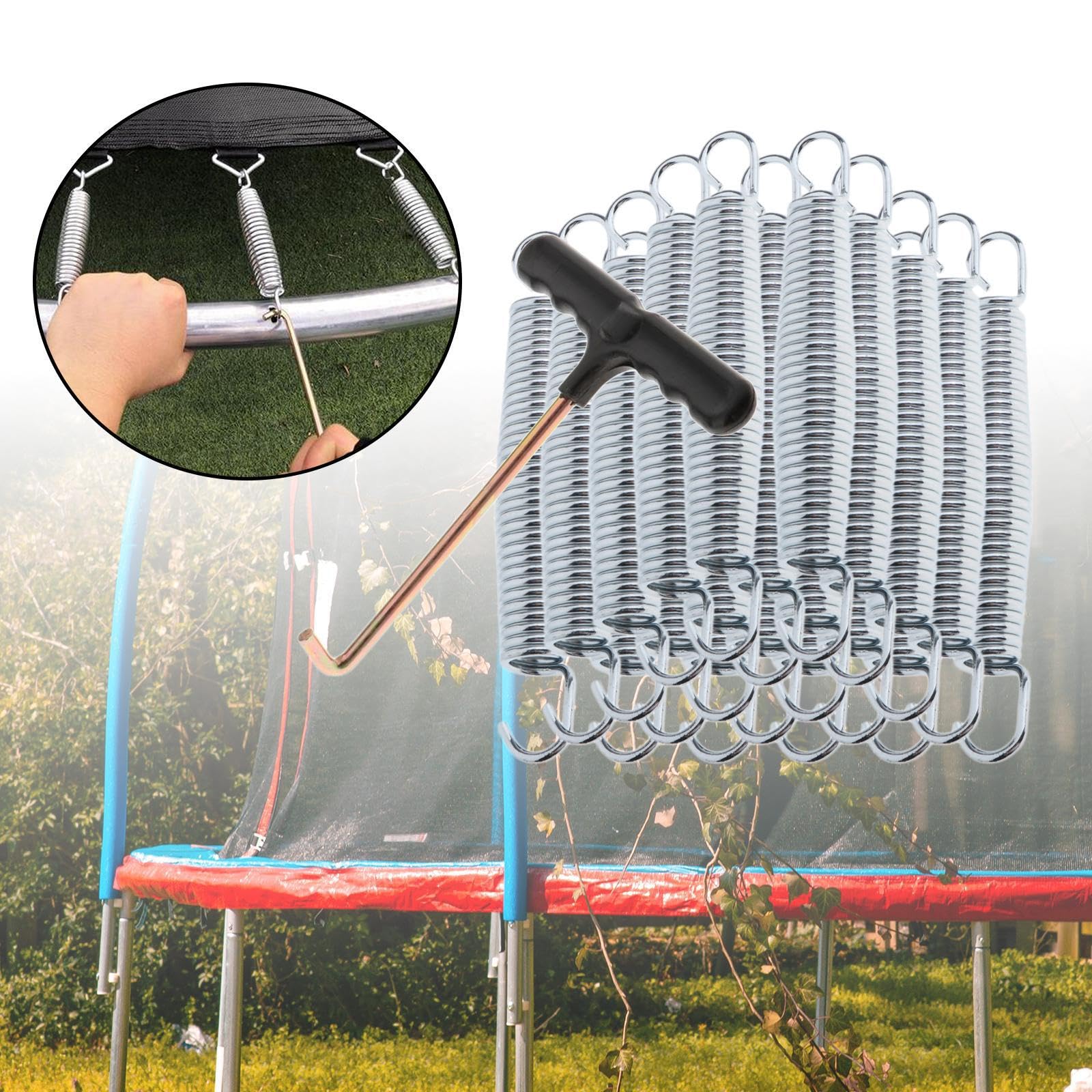Hochleistungs Ersatzfedern für Trampolin und Federziehwerkzeug mit T Haken gewährleisten Leistung und Langlebigkeit bei jedem Sprung. Trampolin Ersatzteile und Zubehör