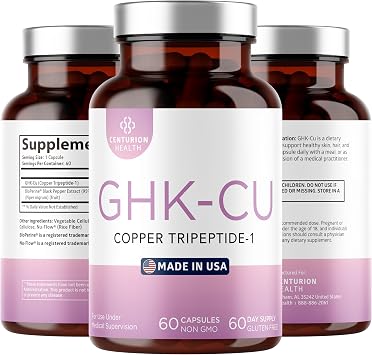 GHK-Cu Copper Peptide Supplement 5mg with BioPerine, 60 Capsules