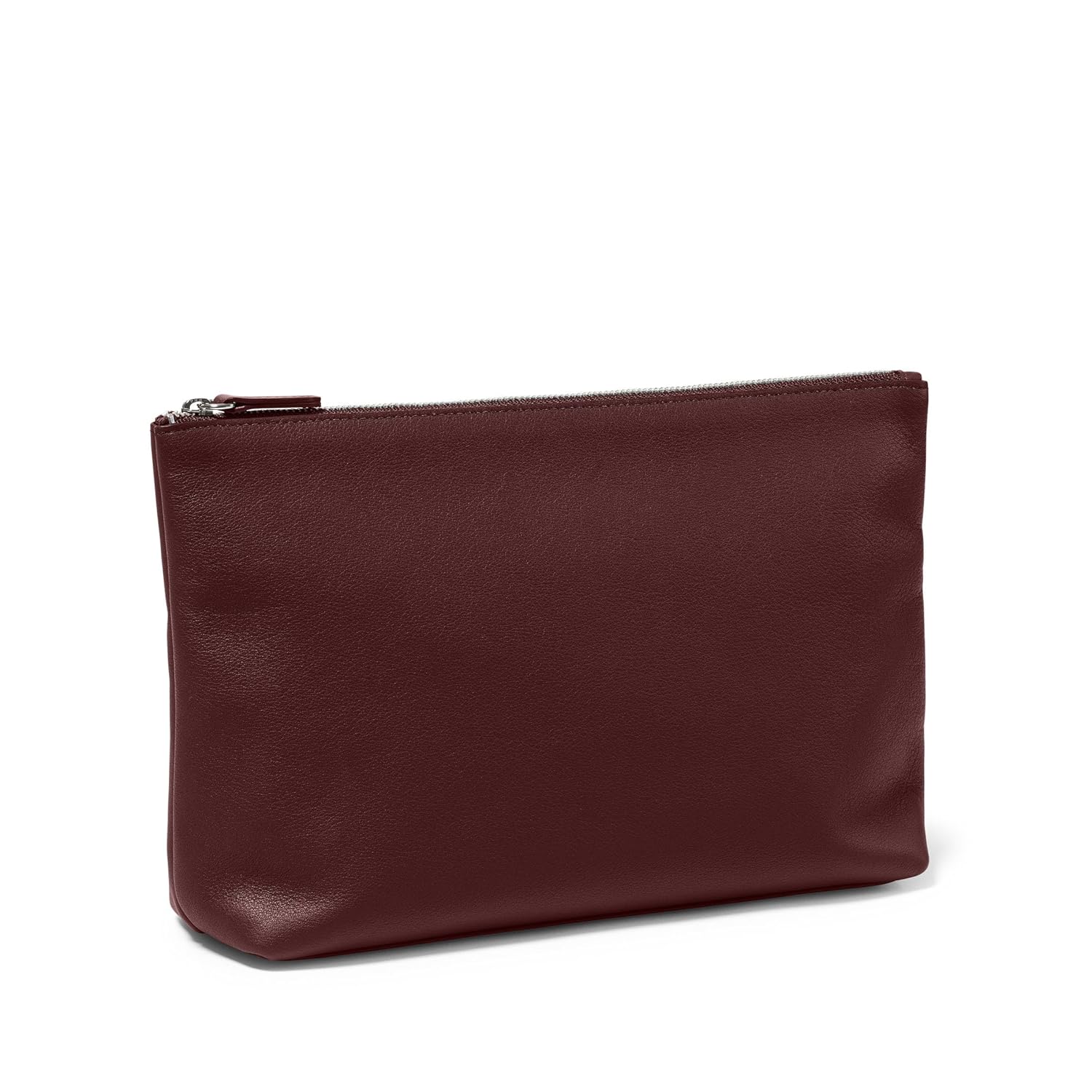 Leatherology Premium Ivory Large Accessories Pouch – Full Grain Leather Travel Organizer with Interior Zipped Pocket & Metal Closure