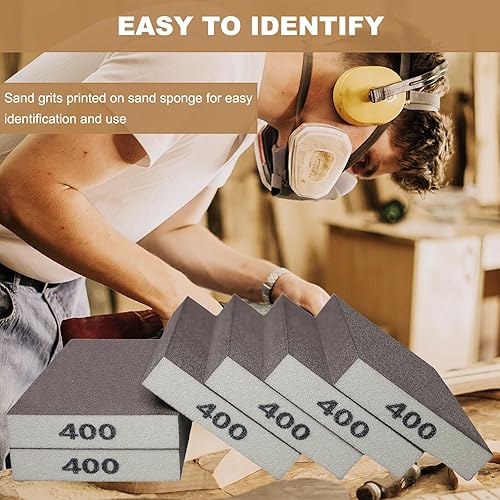 Miniatura 7 de Paquete de 6 esponjas de lijado fino de grano 400, bloques de lijado lavables y reutilizables, ideales para cepillo de ollas, sartenes, cepillo de