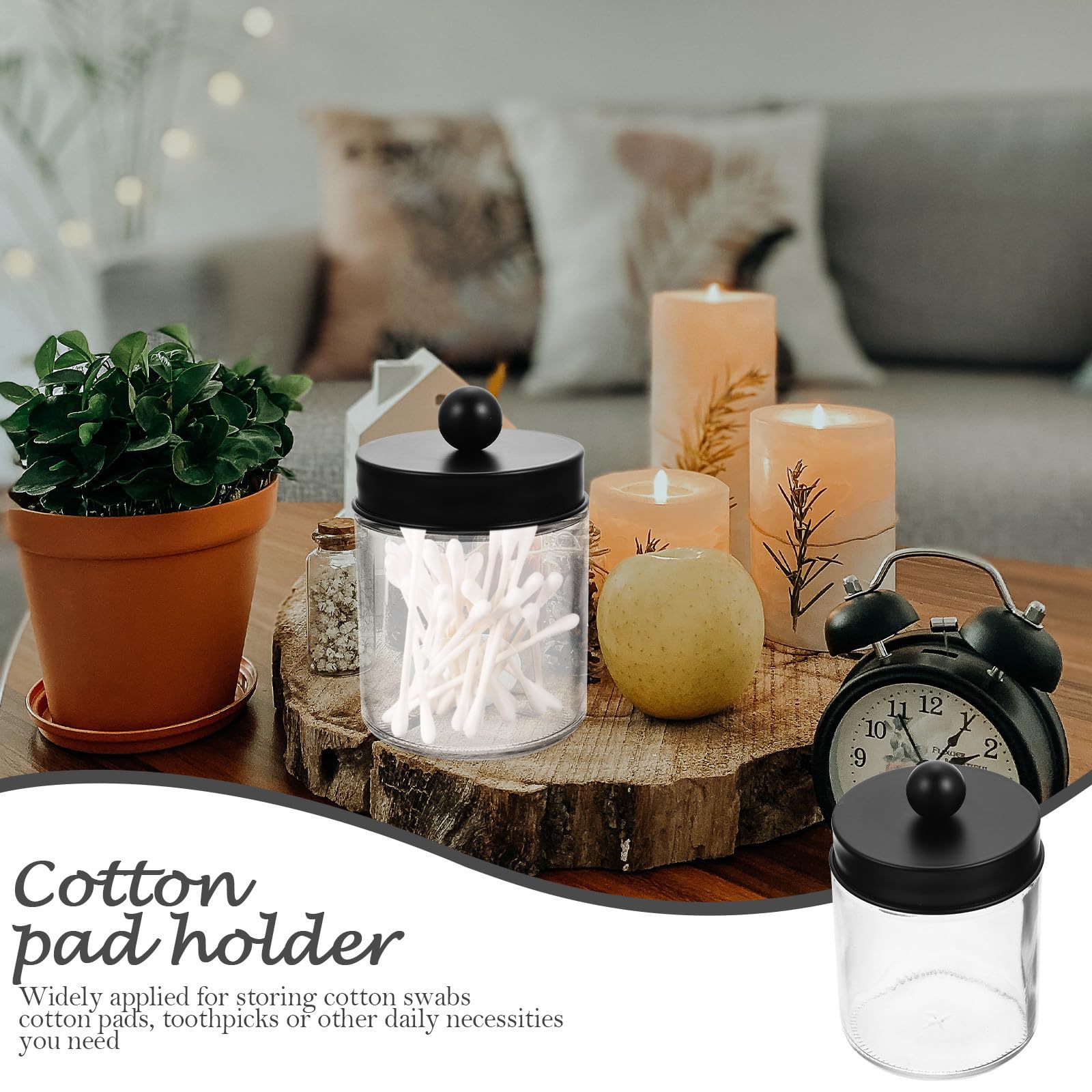 3 Stück Wattestäbchenhalter aus Glas mit Edelstahldeckel Luftdichte Aufbewahrungsgläser für Badezimmer Leicht zu Befüllen und Zugänglich für Bad Organizer