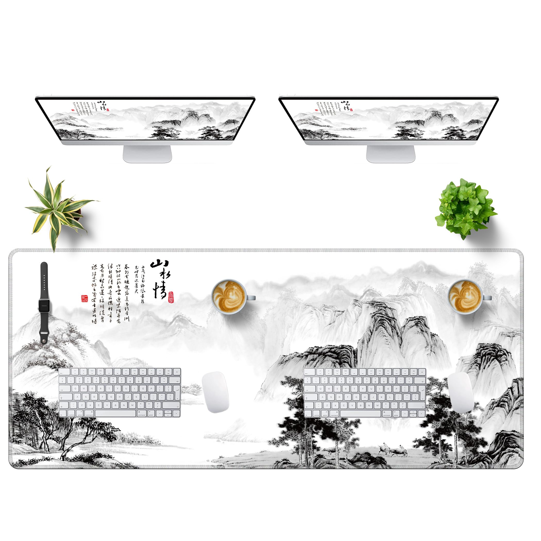LL-COEUR Übergröße Gamer Mäusepad mit Motiv 140x60x0,3cm, XXL Tastaturunterlage Verbessert Präzision und Geschwindigkeit (Landschaft 2, 1400x600x3mm)