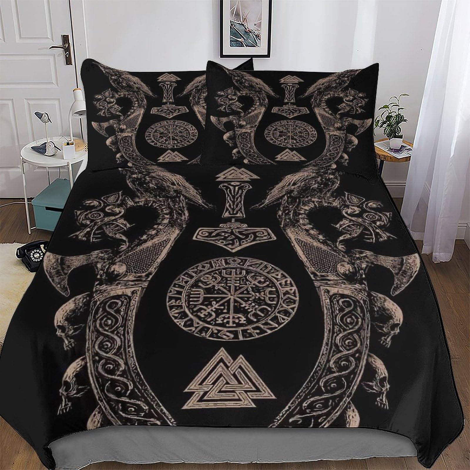 Housse de couette Viking King 220x240 cm avec 2 taies d'oreiller en microfibre