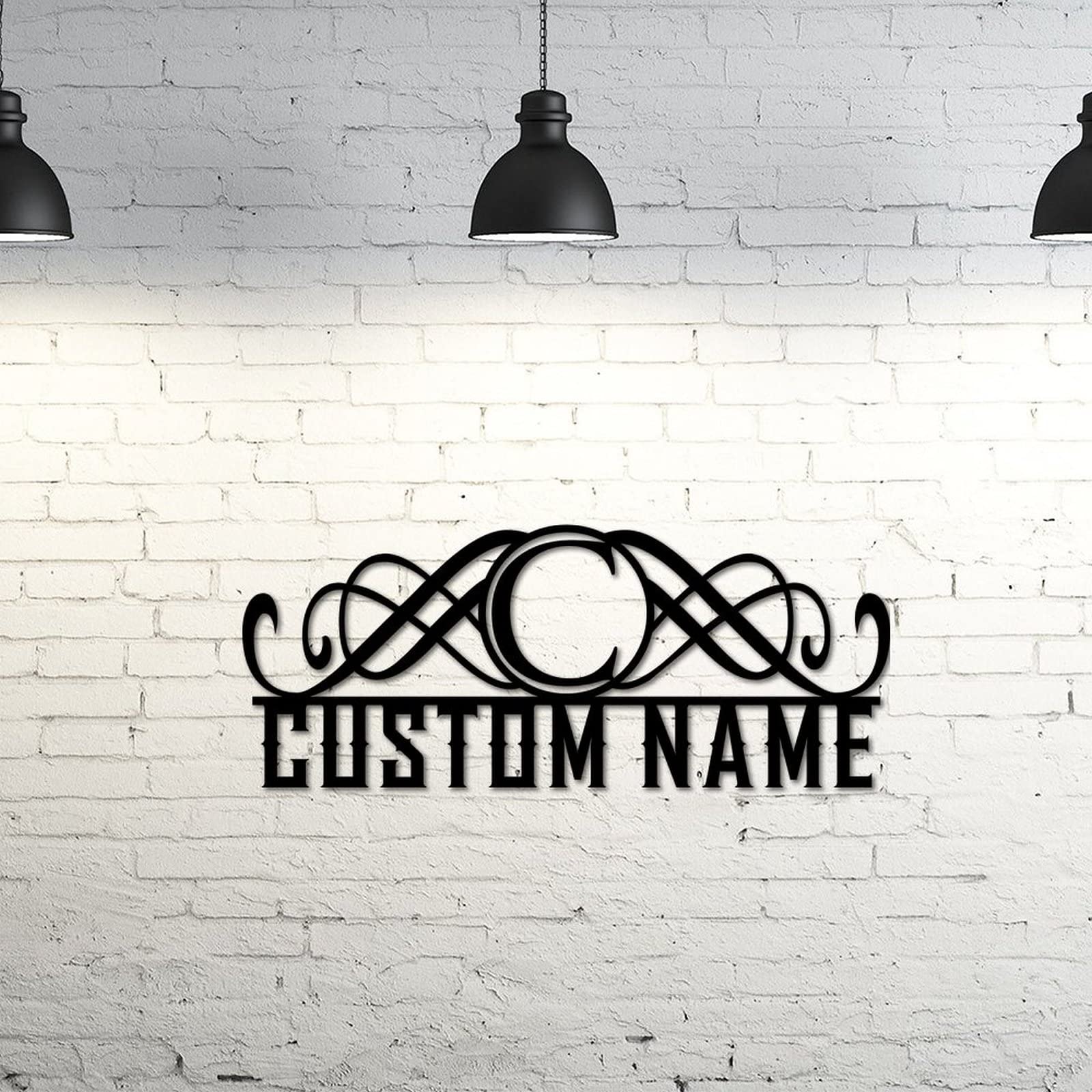 Monogramm geteilter Buchstabe C, personalisierter Nachname, Metallschilder, Tür-Metallaufhänger, Wandkunst, geteilter Buchstabe, Namensschild, personalisierbarer Nachname, Datumsschild, Jahrestag,