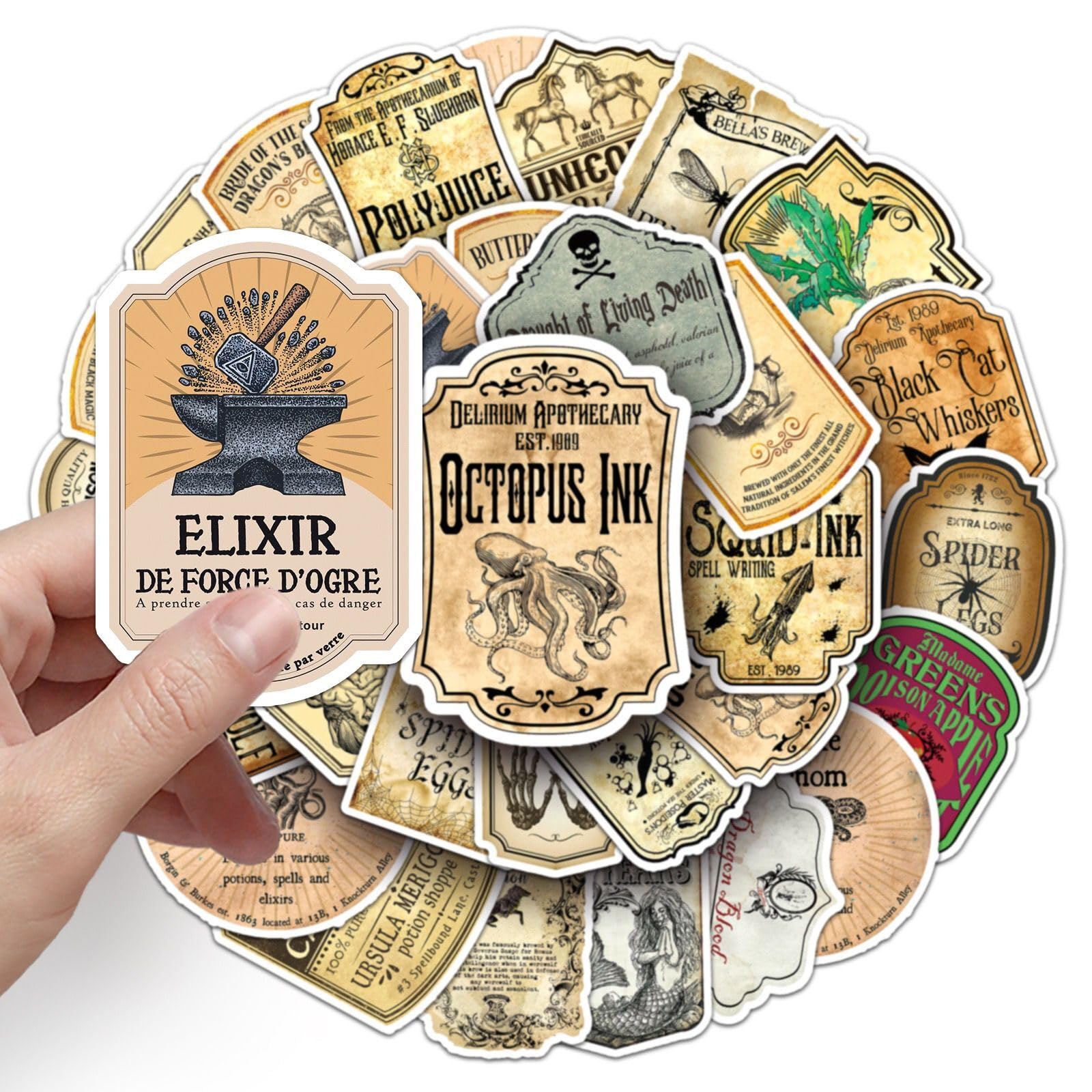Snapklik.com : 50pcs Magic Potion Labels - Vintage Potion Bottle Tags