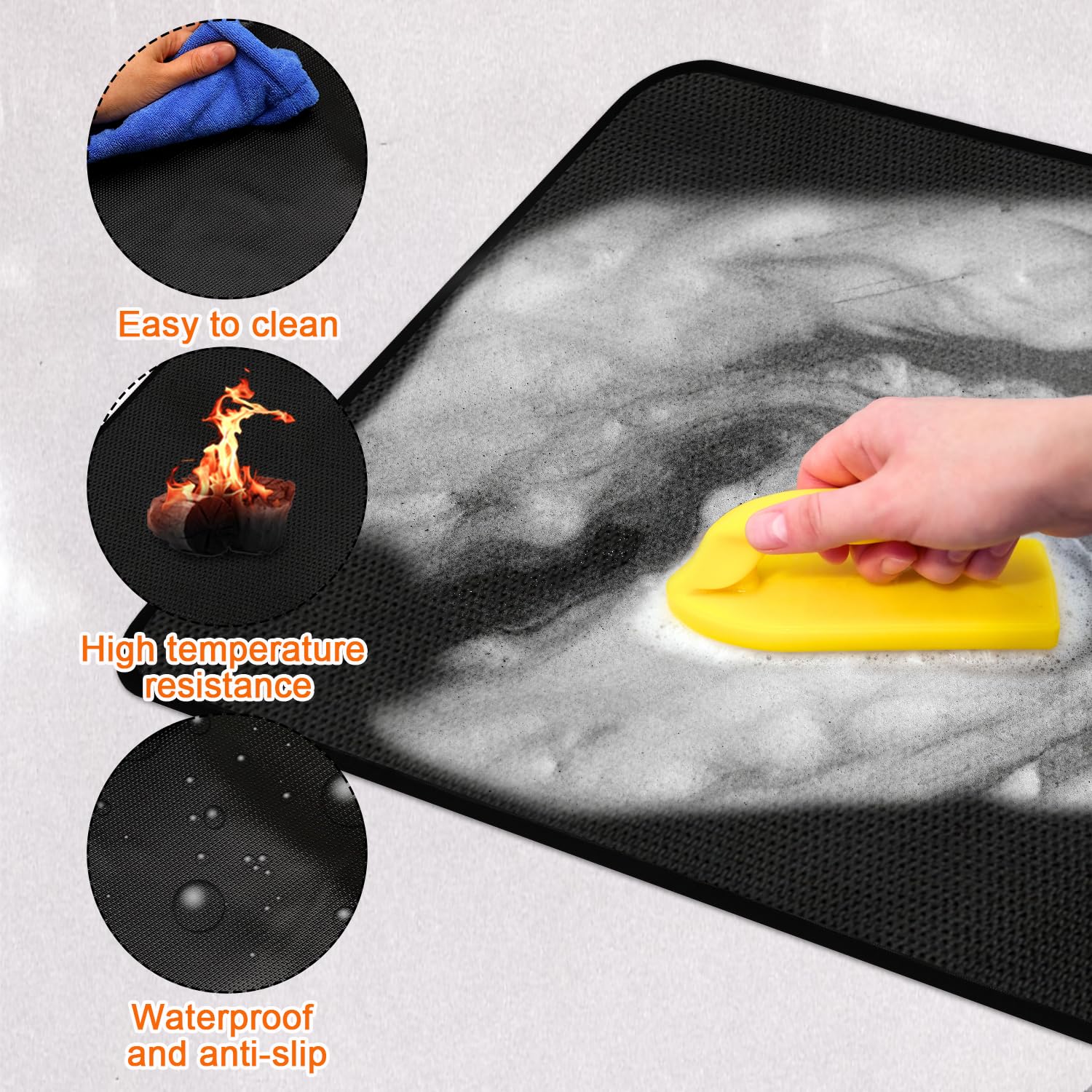 Alfombrilla Chimenea, Alfombrilla Rectángulo para Parrilla para Fogatas de 117x66cm Protege los Pisos de Las Brasas Alfombrilla Ignífuga para Estufa de Leña en Interiores y Exteriores