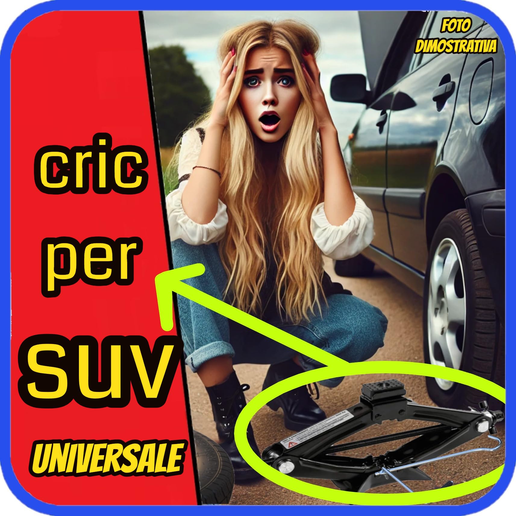 Ruotino Di Scorta Compatibile con Jeep Renegade (BU) 5 Fori Gomma 125/80 R17 Da Anno 2014 Fino ad Anno 2025 Con Kit Accessori Cric Crick Chiave e Sacca 125 80 17 17"