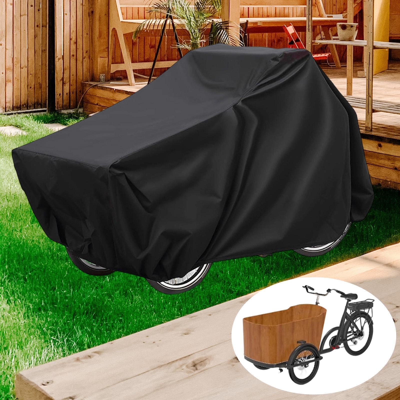 Housse pour, Bâche Noire de Protection pour Tricycle, Idéale pour Le Rangement Extérieur dans Le Jardin Ou pour Vélo électrique/Tricycle Ad, 220 Cm X 100 Cm X