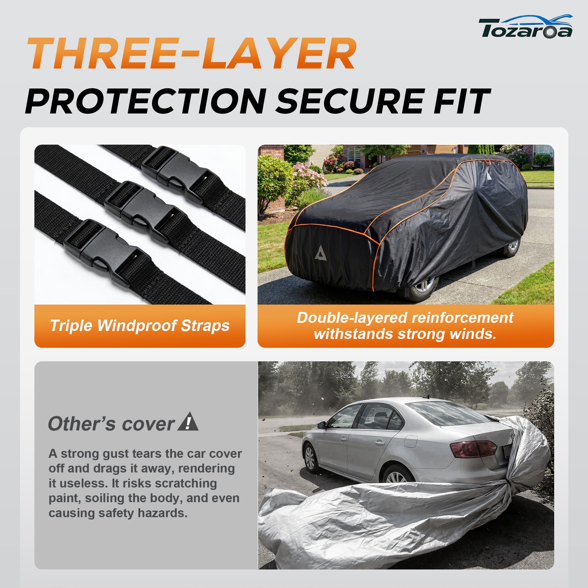 Hail Protector Car Cover for SUV(Length:191"-201") + Gift Windshield Sunshade, Multi-Layered EVA Hail Proof Car Cover, Padded Car Hail Protector Explorer, Telluride, Palisade, Pilot etc. - 4