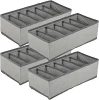 Kit 4 Organizadores de Gaveta Closet Guarda Roupa Intima Cueca Calcinha Sutiã 6 Divisórias (Cinza)