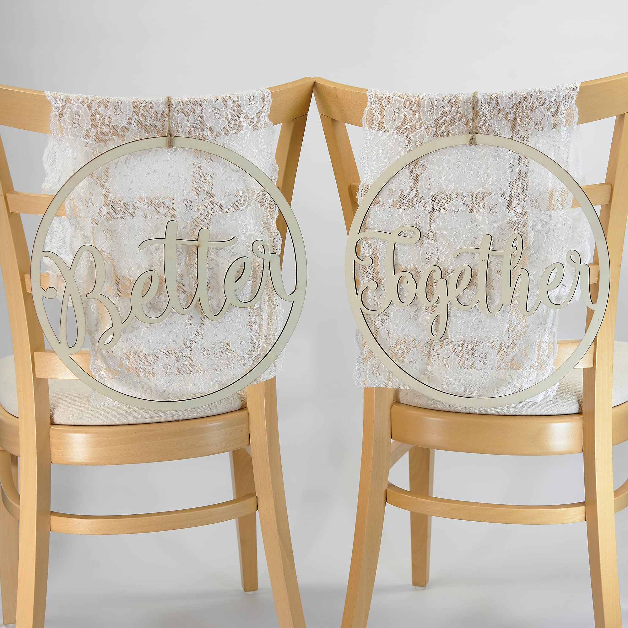Simplicity Better Together Holzschilder für Hochzeiten, 34,3 cm Durchmesser, braun, 2 Stück