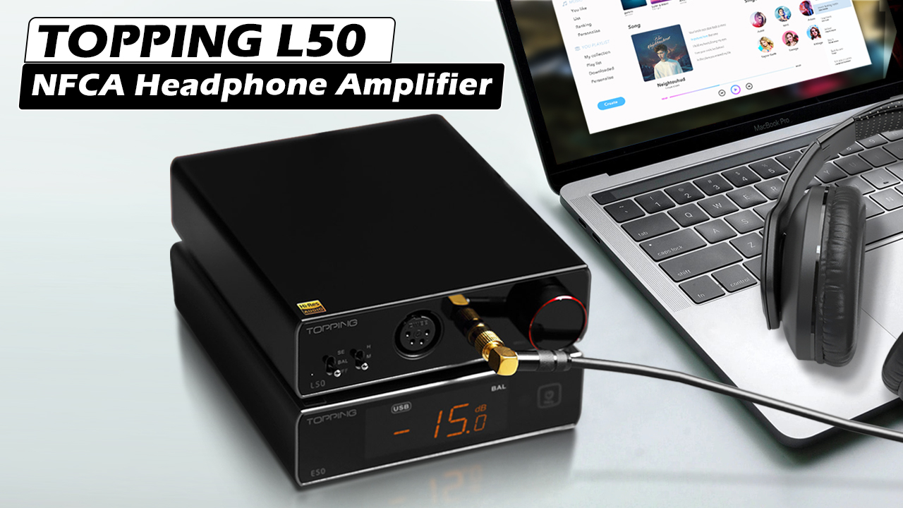 Image of AOSHIDA Topping L50 NFCA Balanced Headphone Amplifier with 3500mWx3500mW, TRS /RCA to 6.35mm /4-Pin-XLR Amp for IEMs Headphones (Black)