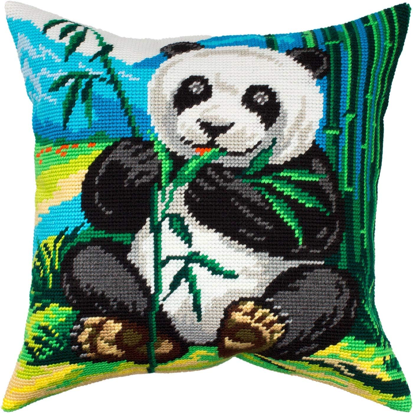 Panda. Needlepoint Kit. Throw Pillow 16×16 Inches. Printed Tapestry Canvas, European Quality