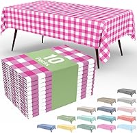 Vista 109 de Smiry Paquete de 10 Manteles Desechables de Cuadros Vichy Azules - 54" x 108" Mantel de Plástico de Servicio Pesado, Cubiertas de Mesa Impermeables