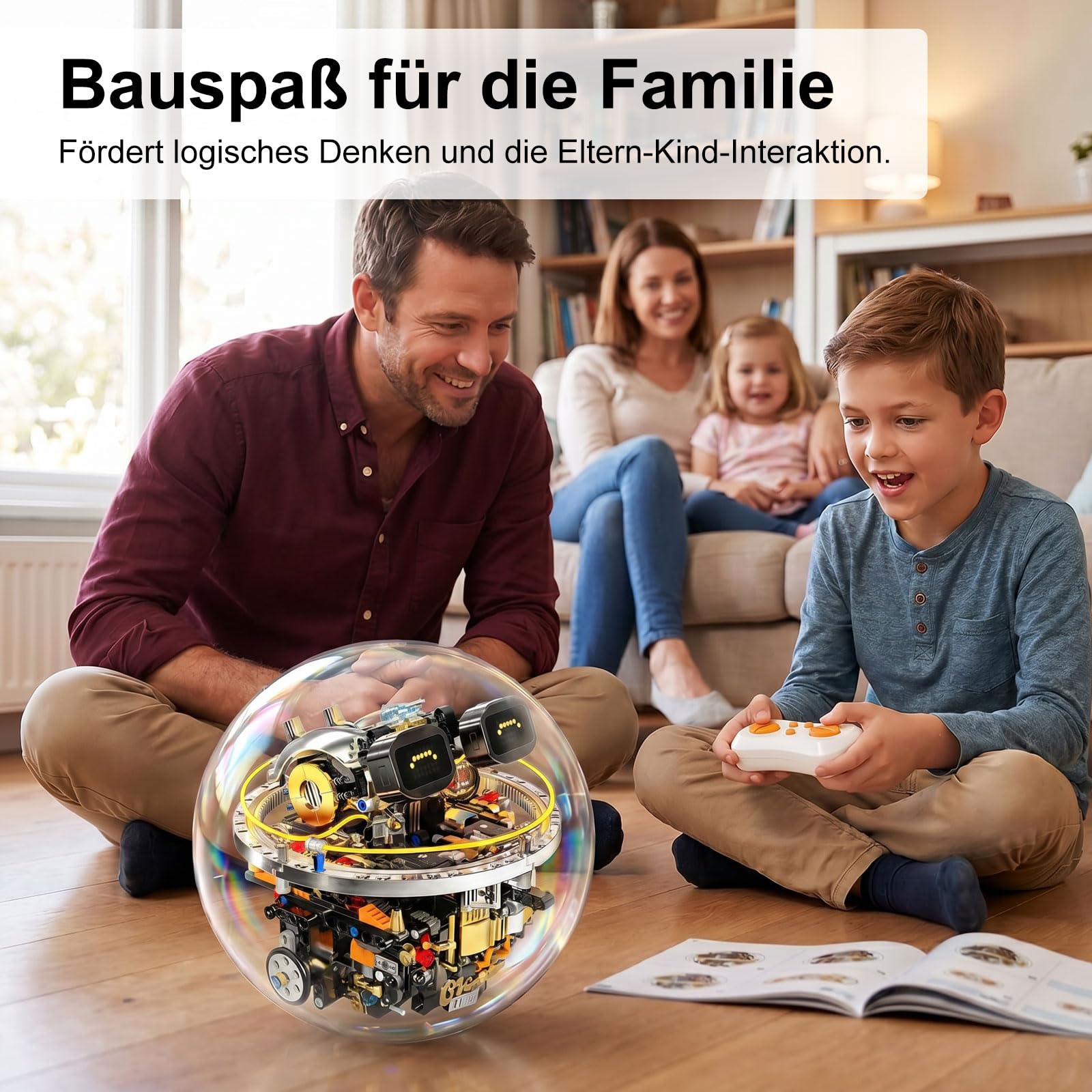 Roboter Bausatz ab 8 Jahren, Programmierbarer STEM Roboter, 804 Teile Technik Spielzeug, APP & RC Steuerung, Sphärischer RC Roboter für Kinder, 17 LED Ausdrücke, Lernspielzeug