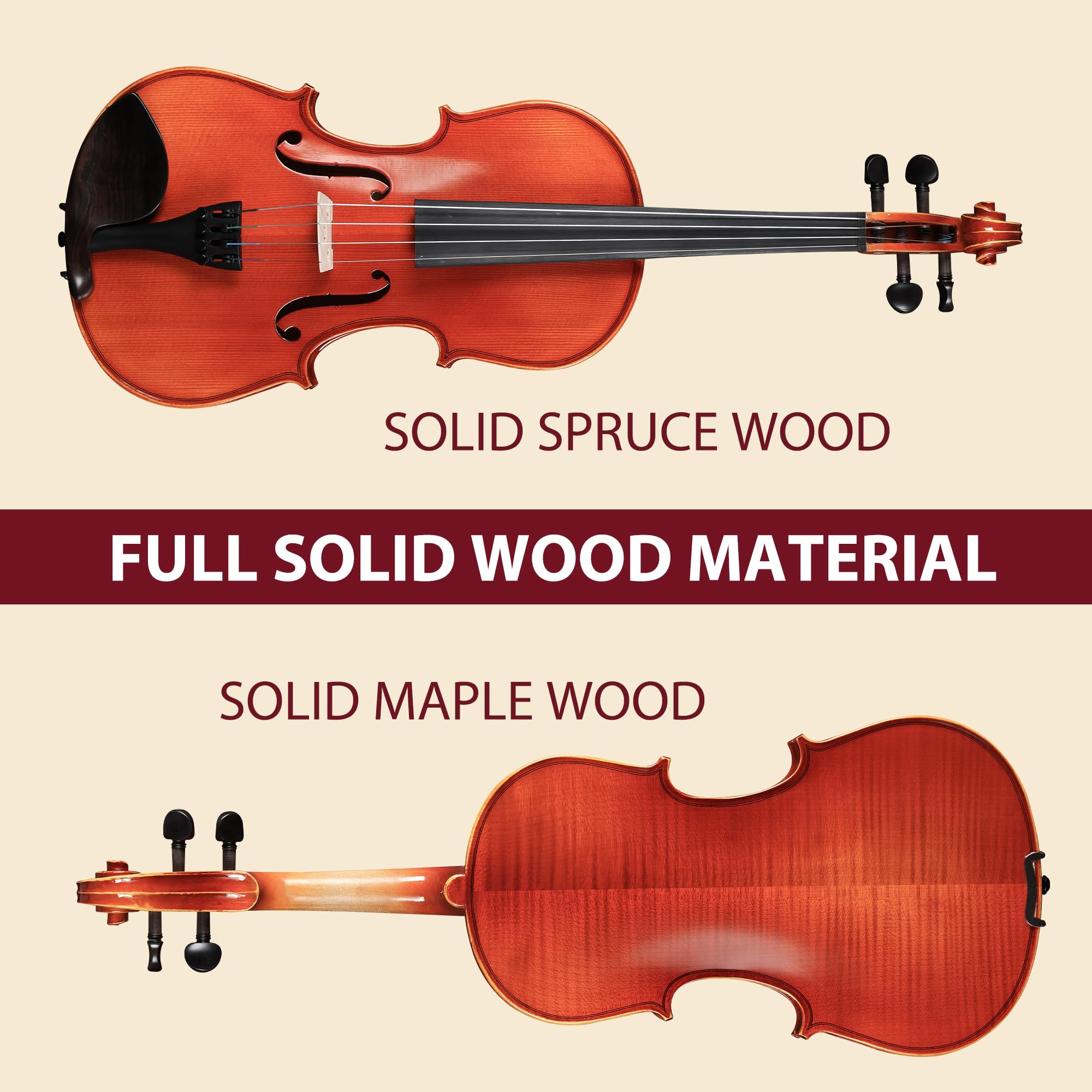 Amazon.com: Aileen 4/4 Violin Set, Full Size Solidwood Fiddle for