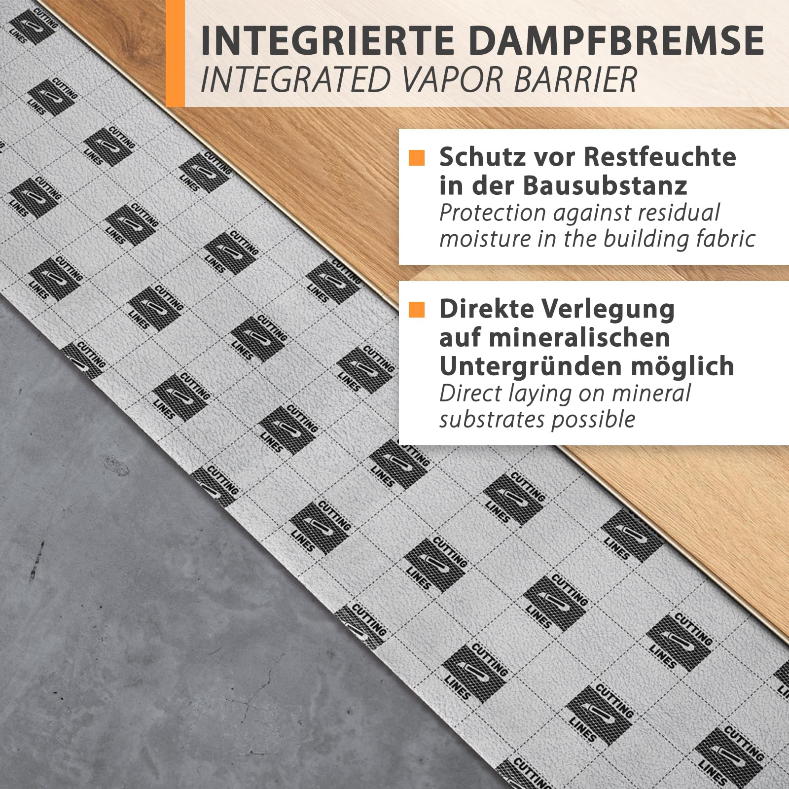 36m² di isolamento acustico a impatto 3mm con AquaStop, sottofondo per parquet e pavimenti in laminato, sottofondo in pellicola riscaldante ideale per il riscaldamento elettrico a pavimento