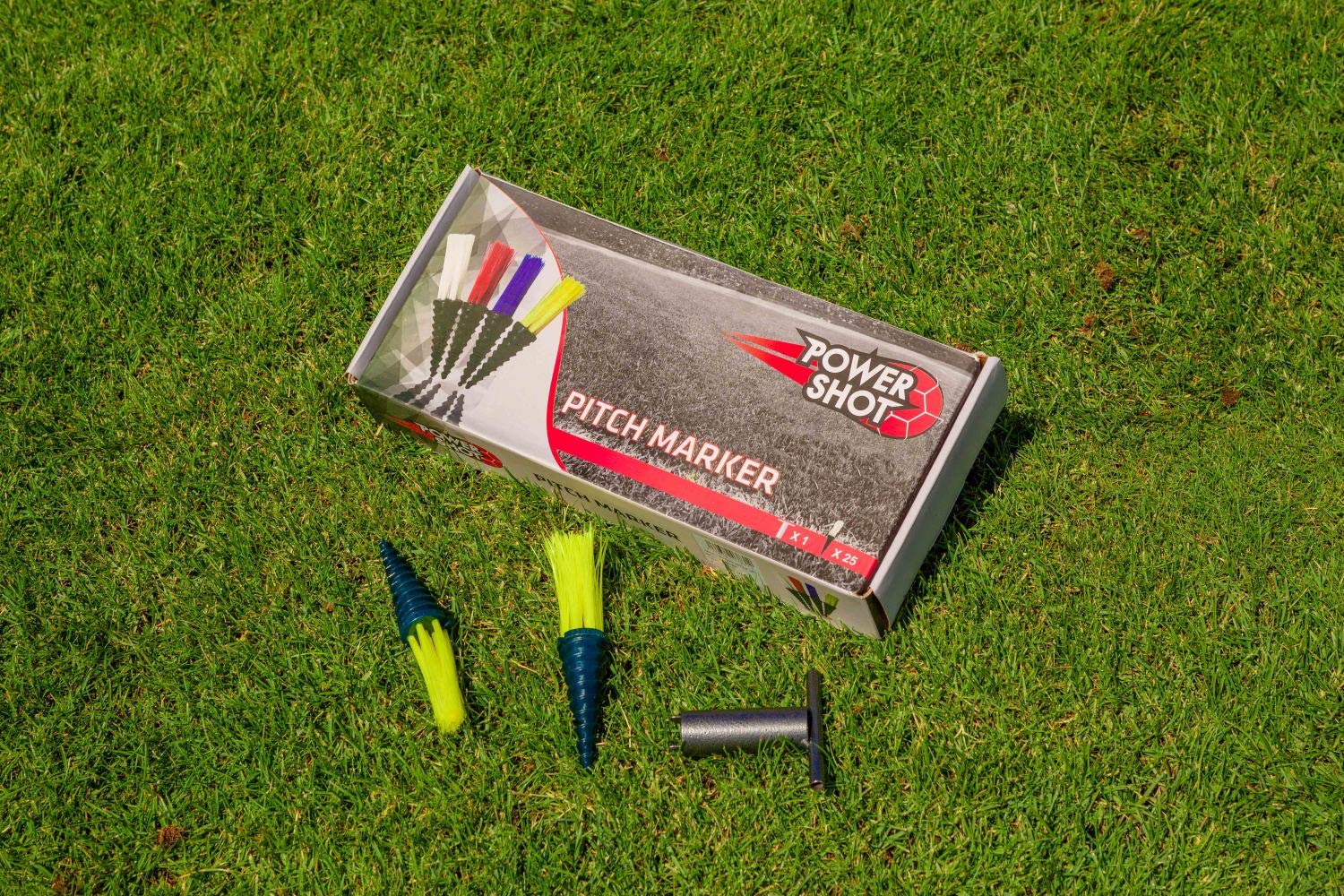 POWERMARKERS - Lot de 25 - Aide au marquage du Terrain - Outil de vissage Inclus - Couleurs au Choix - Marquage Football