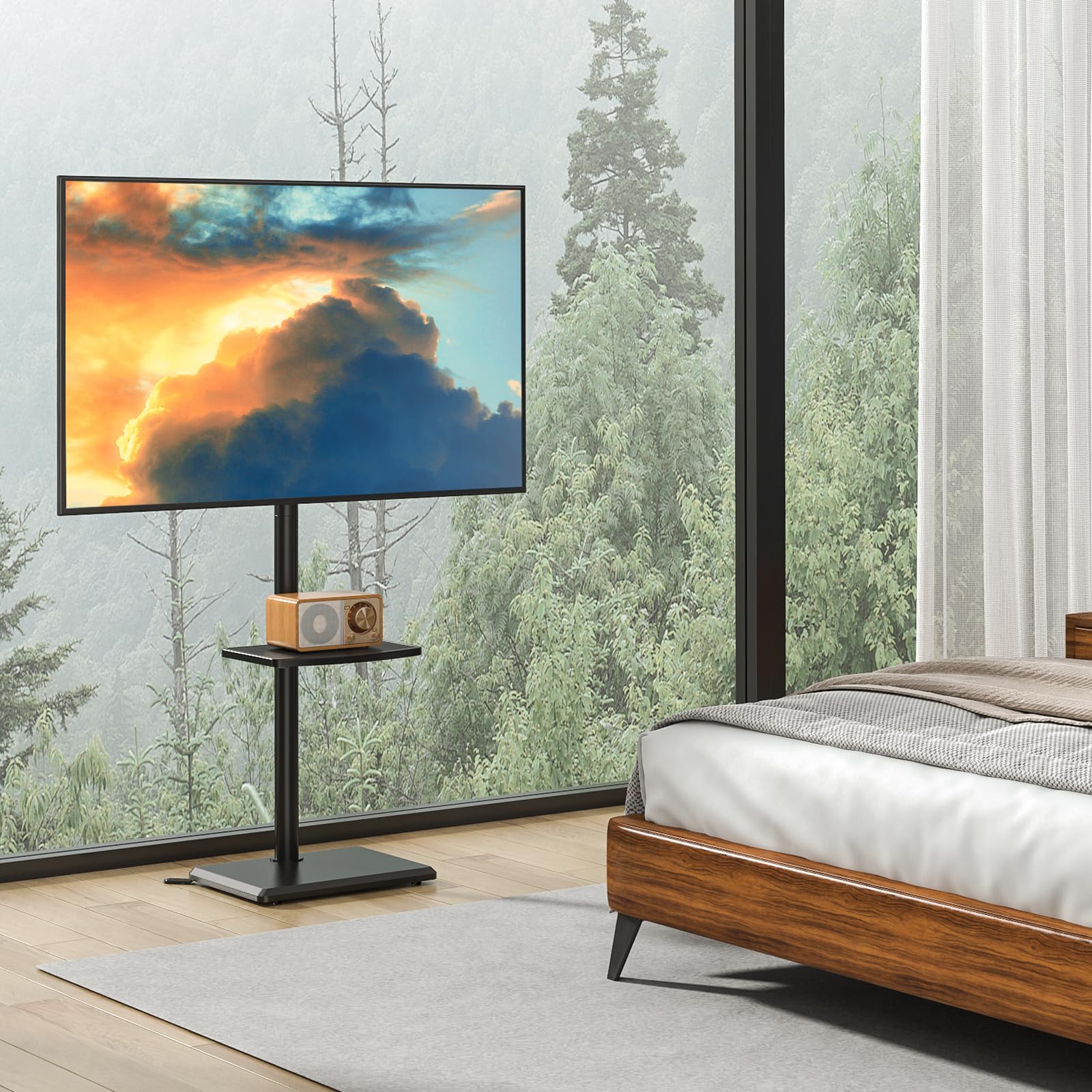 5Rcom Soporte de giratorio universal para TV para Televisores de 32 a 60 Pulgadas, hasta 40 kg, Soporte TV Suelo Ajustable en altura , MAX VESA 400x400mm,negro