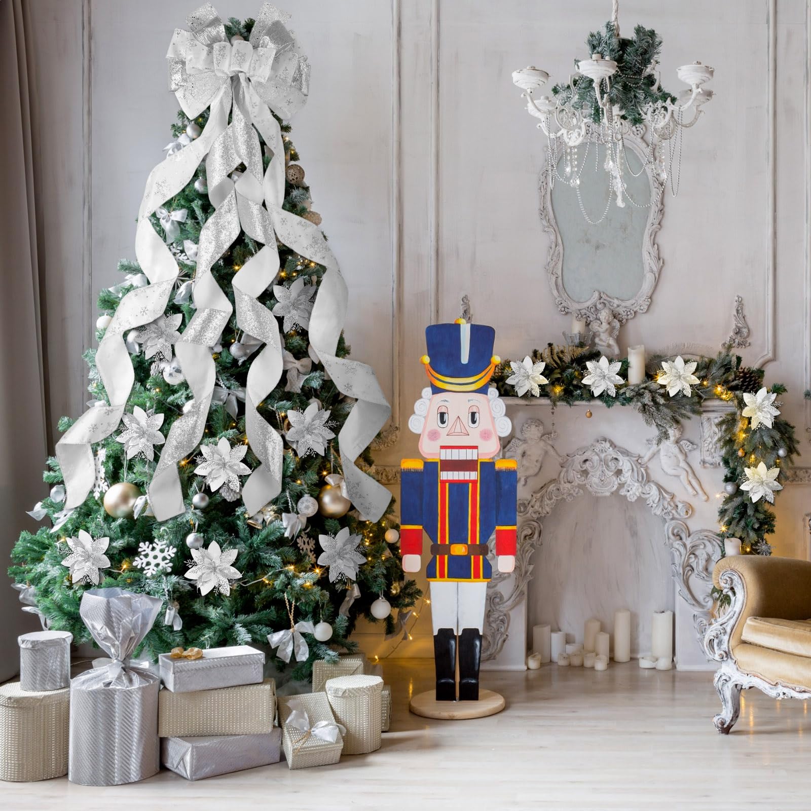 Amazon.co.jp: Tigeen 48 x 13インチ シルバー 大きなクリスマスツリー
