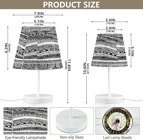 Miniatura 2 de Bedside Table Lamp for Bedroom LED 3 Colors Lamp USB Interface Cable Night Table Lamp Baby Night Light for Living Room and Desk M White Black Lines