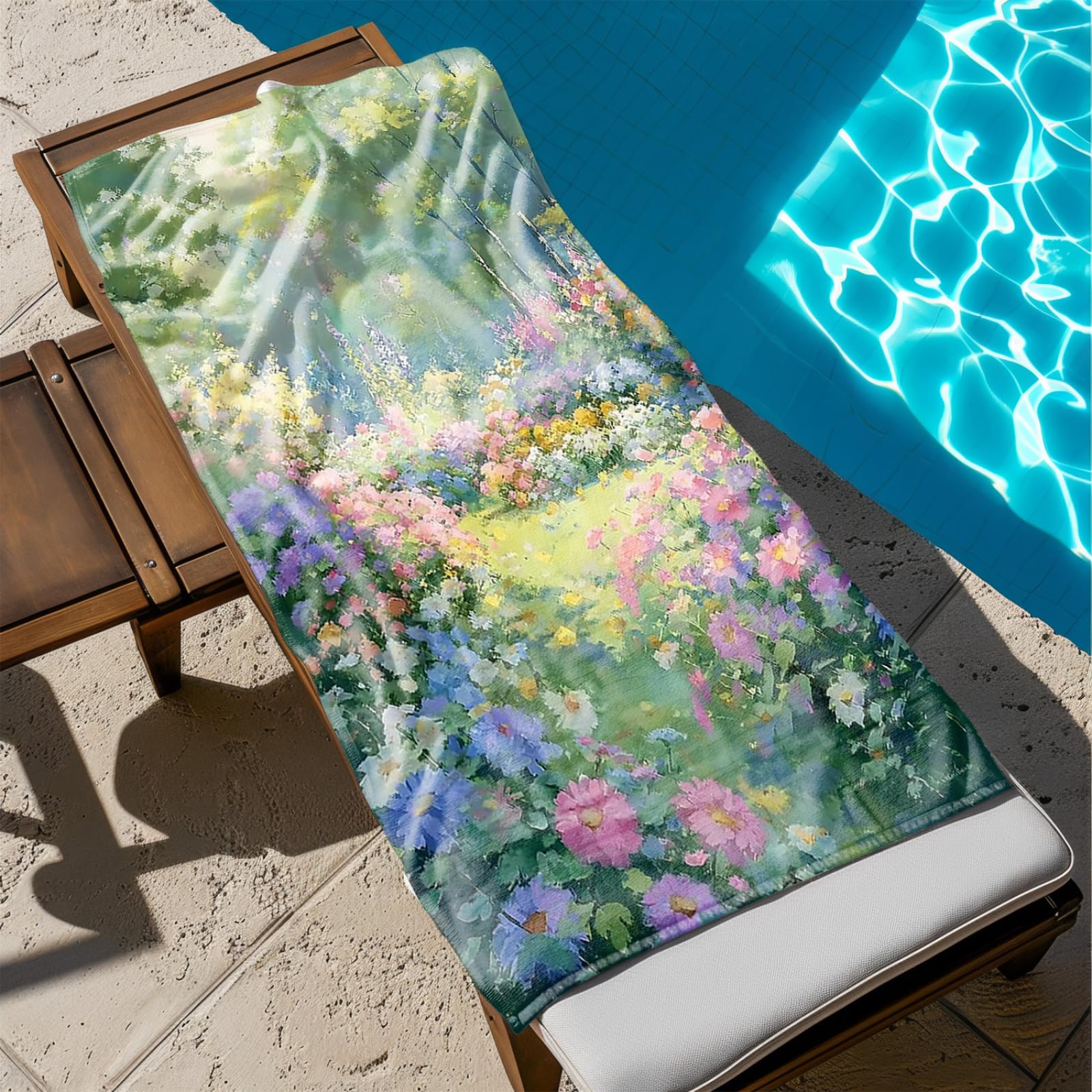 Telo Mare Microfibra 210x230 Fiore Blu Rosa Telo Spiaggia Grande Antisabbia,XXL Asciugamano Mare, Asciugatura Rapida, Stuoia Spiaggia Leggero E Portatile
