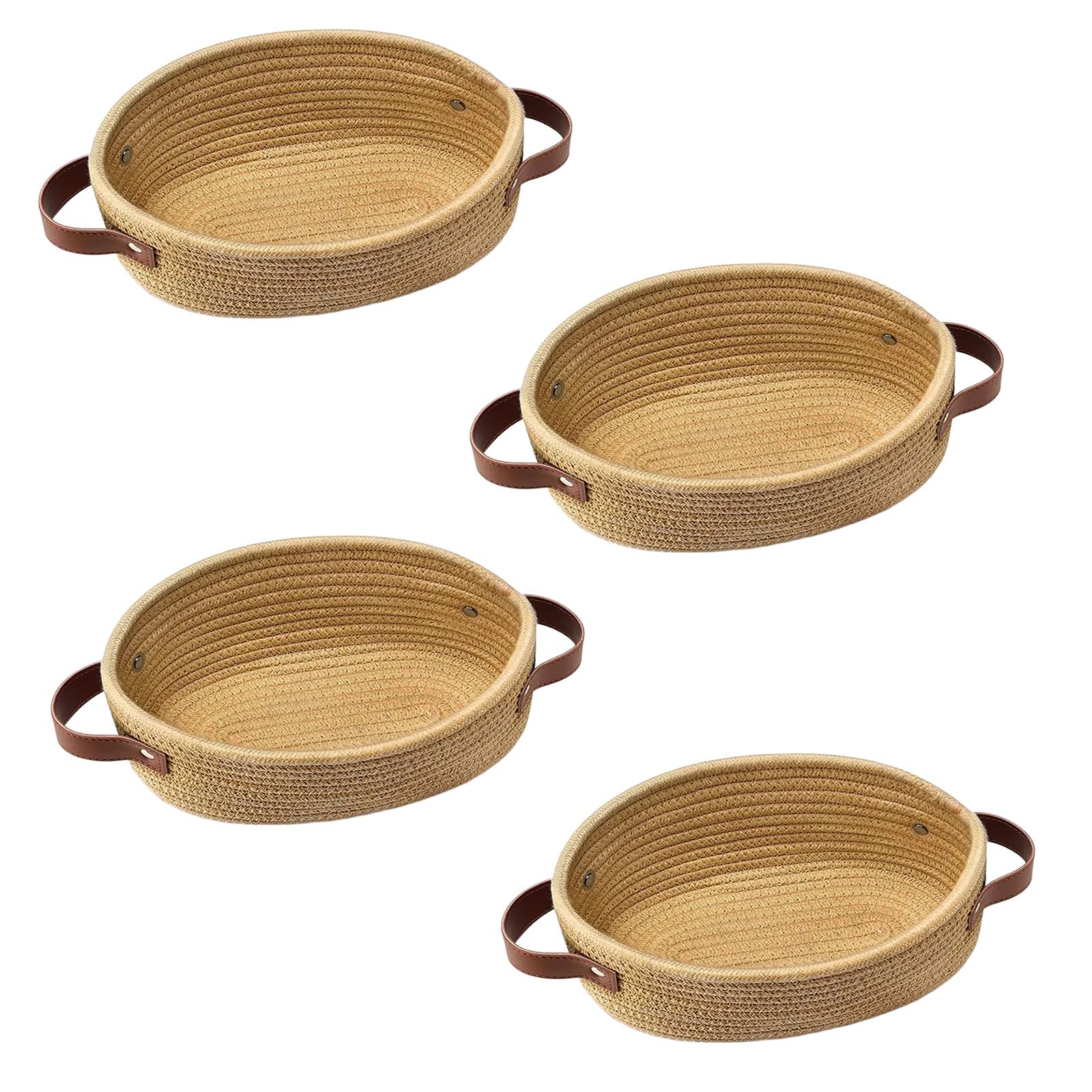 Jazuaiao Of 4 Sturdy Cotton Rope Storage Baskets Stylish Cotton Rope Baskets Container for Neat and Clean Space Bathroom Basket