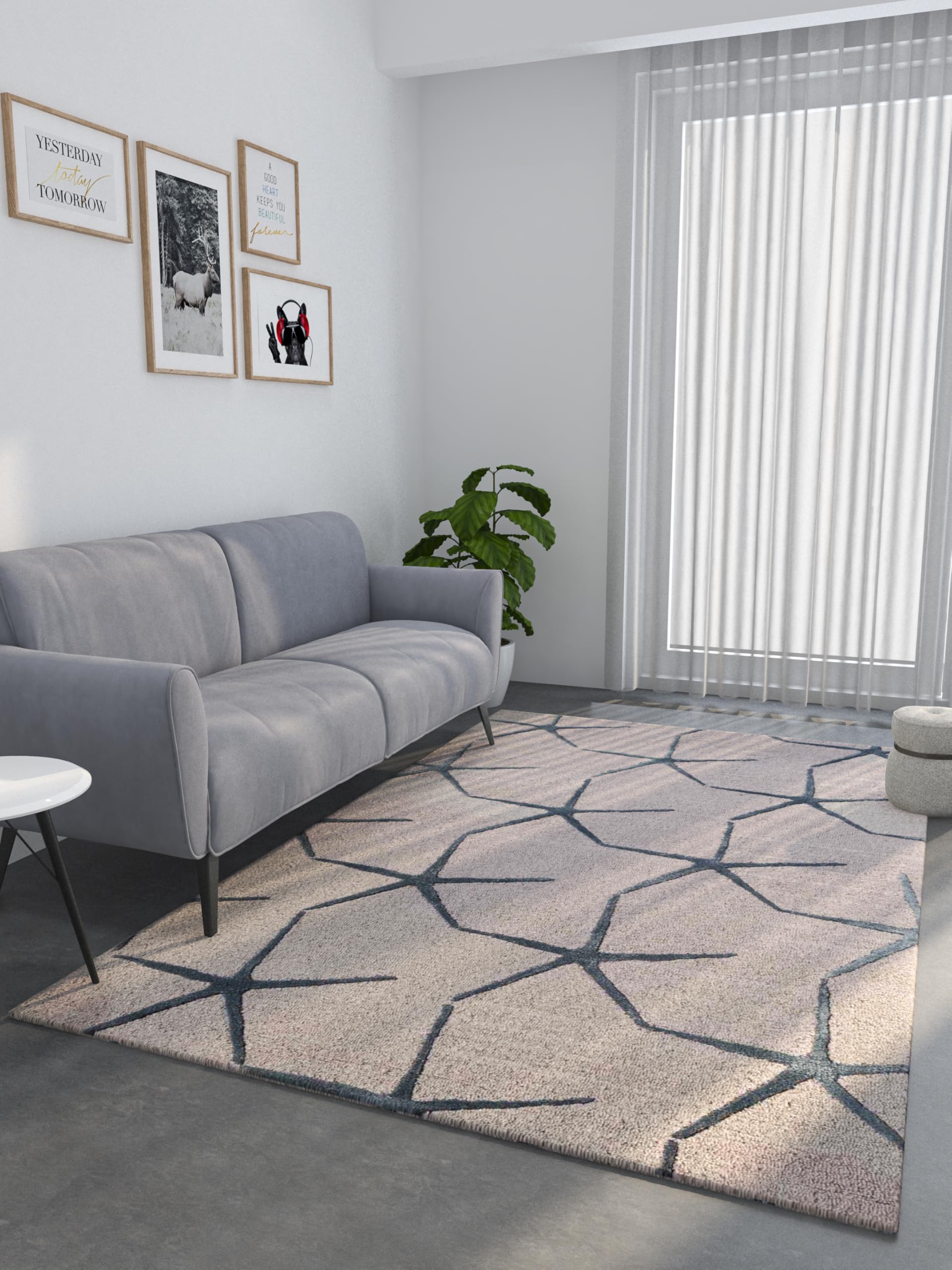 Jaipur Rugs White Ivory Milky Blue Floral Tropical Wool and Viscose Hand Tufted Rectangle 3X5 Feet