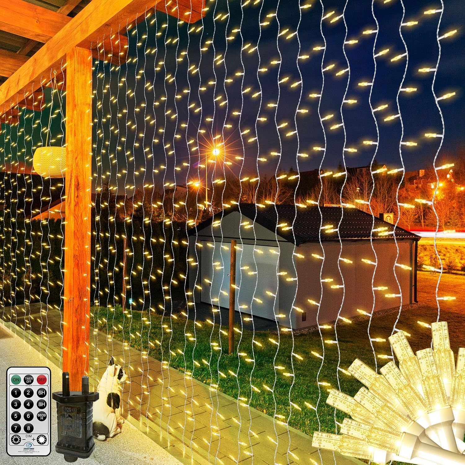 20 x 6.6 Foot Photo voltaic Mild Web, Christmas Web Lights for Outside Bushes, Giant Outside Web Lights, Photo voltaic Christmas Tree Lights for Backyard, Waterproof with Distant Management (Heat White)