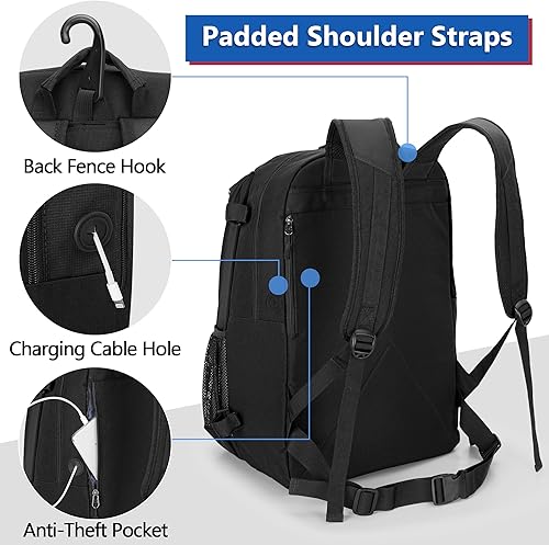 Miniatura 4 de Lacrosse - Mochila con soporte para palo y red de cremallera oculta, espacio ventilado separado para zapatos, soporta todos los equipos de lacrosse