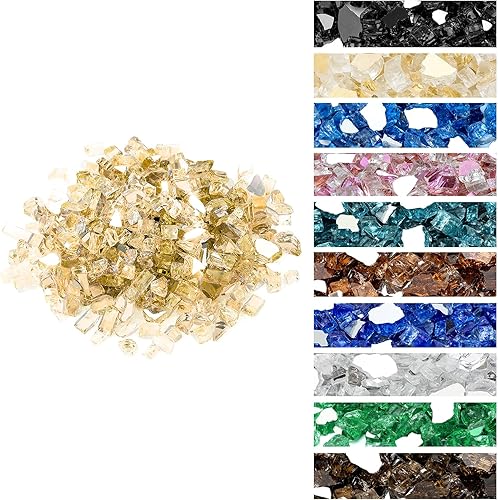 Onlyfire - Vidrio de fuego de 10 libras para fogata de propano y chimenea de gas, rocas de vidrio reflectantes de 12 pulgada para mesa de hoguera y