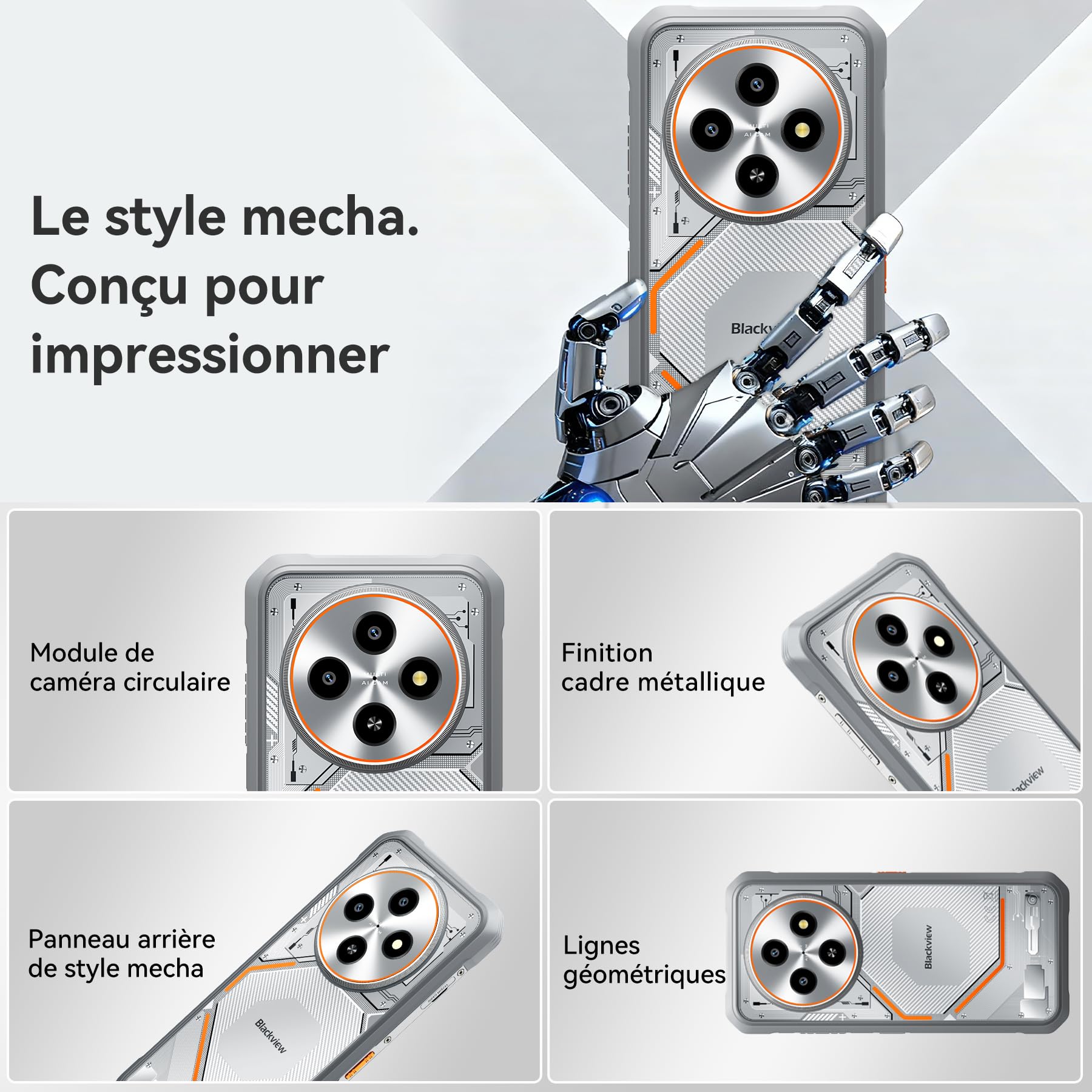 Blackview Téléphone Portable Incassable Android 16, 10.7mm/245g, 24GB+256GB/2TB Téléphone Incassable, Étanche IP69K, 6.56" HD+90Hz, 16MP + 13MP, 4G Dual SIM/NFC/Fingerprint/GPS/OTG/3 Ans Garantie