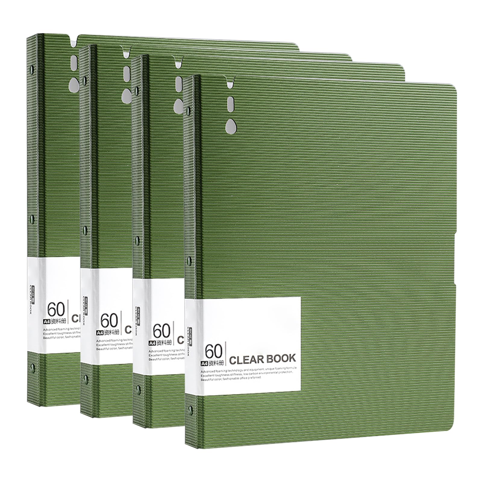 4 Pack A4 Display File Folder for School Business Office Daily,Green