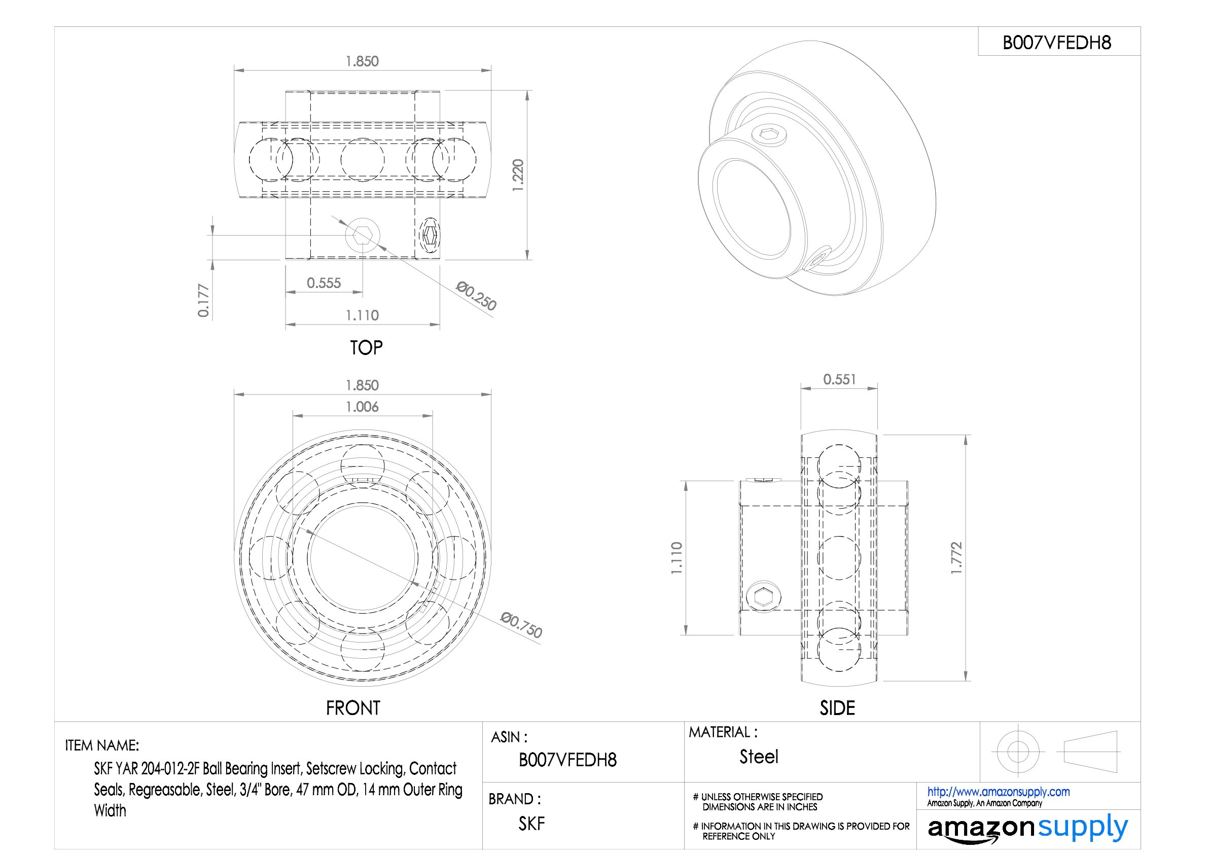 YAR204-012-2F SKF Spannlager Bearing for Housing 19,05x47x31mm